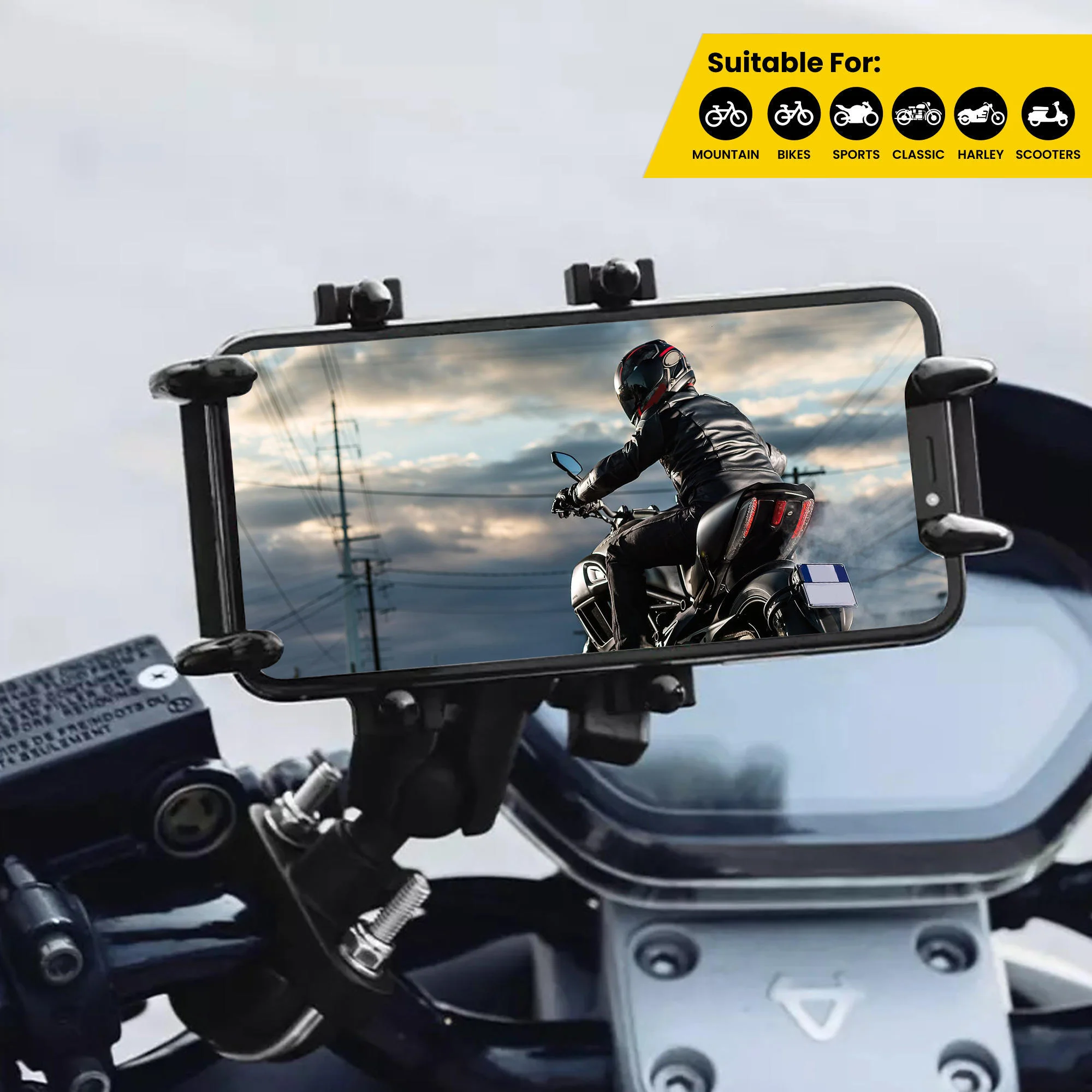 4-Sided Grip Anti Theft Mobile Holder Handlebar Mount - Image 4