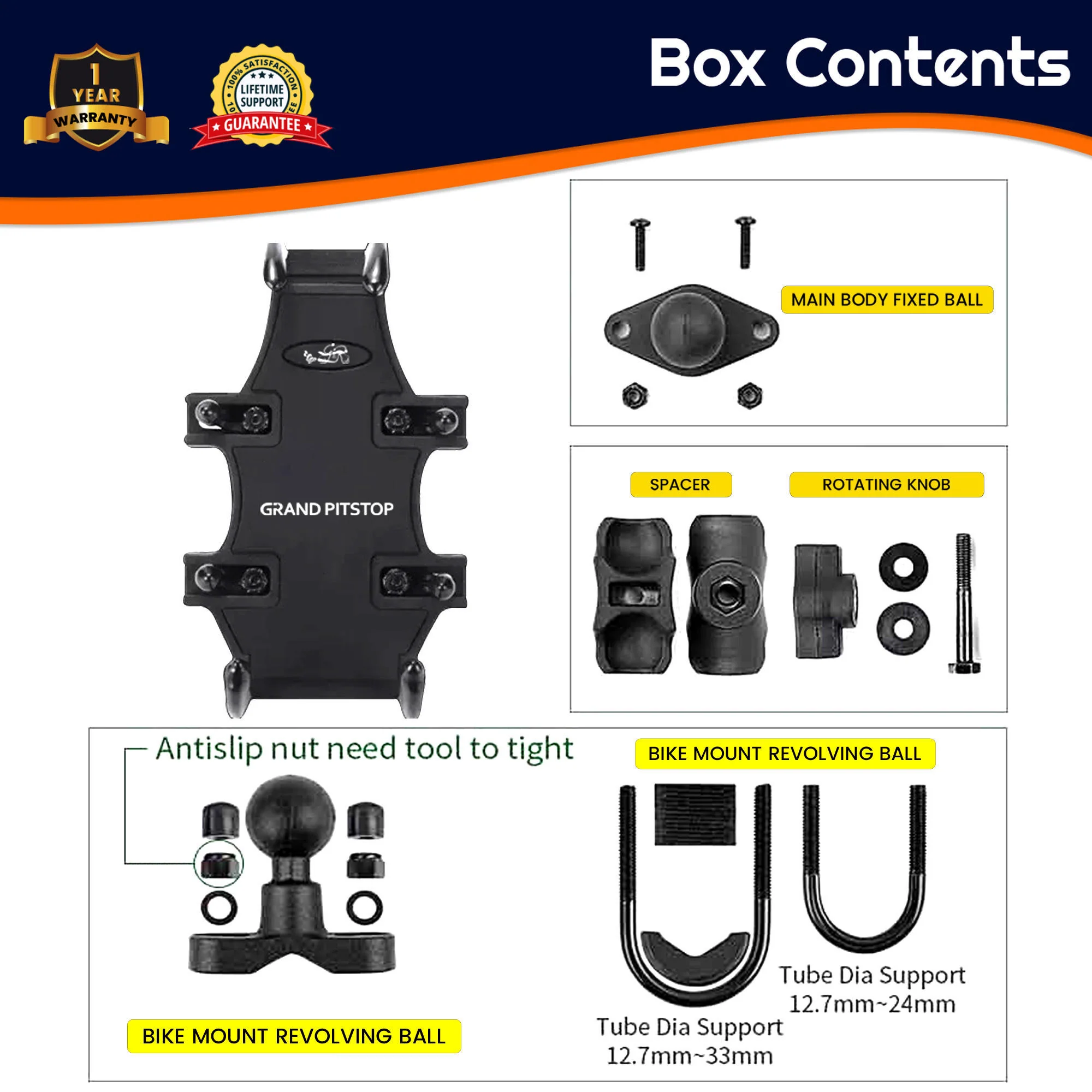 4-Sided Grip Anti Theft Mobile Holder Handlebar Mount - Image 8