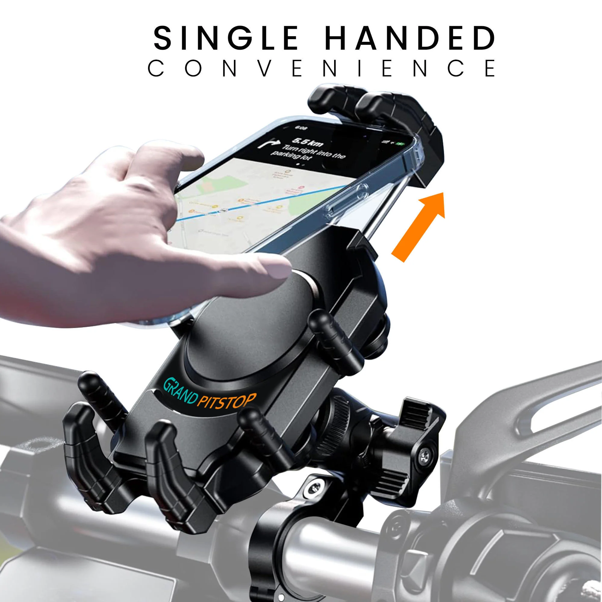 4-Sided Grip Anti Theft Mobile Holder With Vibration Dampener Handlebar Mount - Image 6