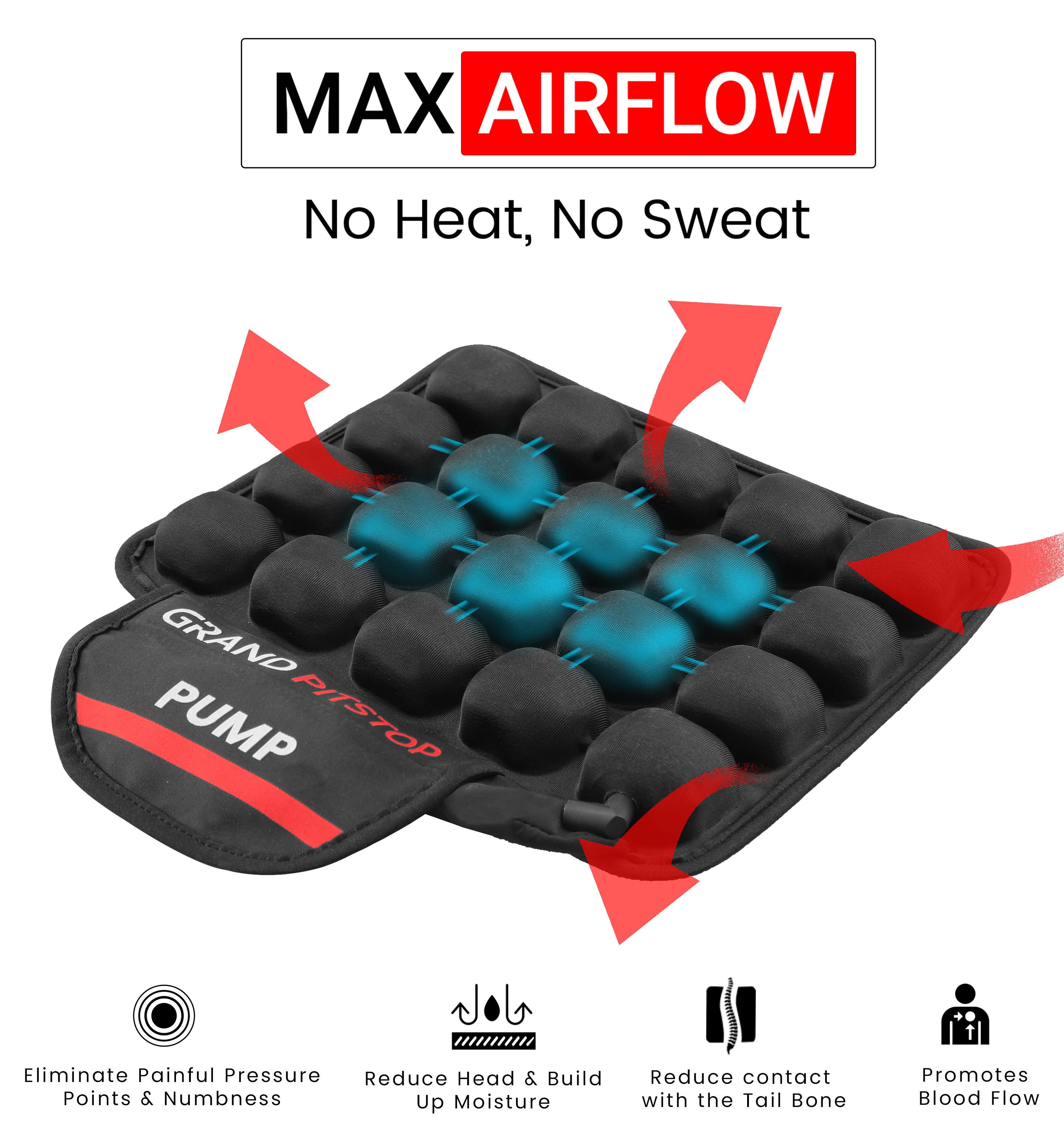 Air Bubble Airseat for Medical, Offices, Home, Motorcycle and Car Lumbar Support - Pillion with Pump - Image 5