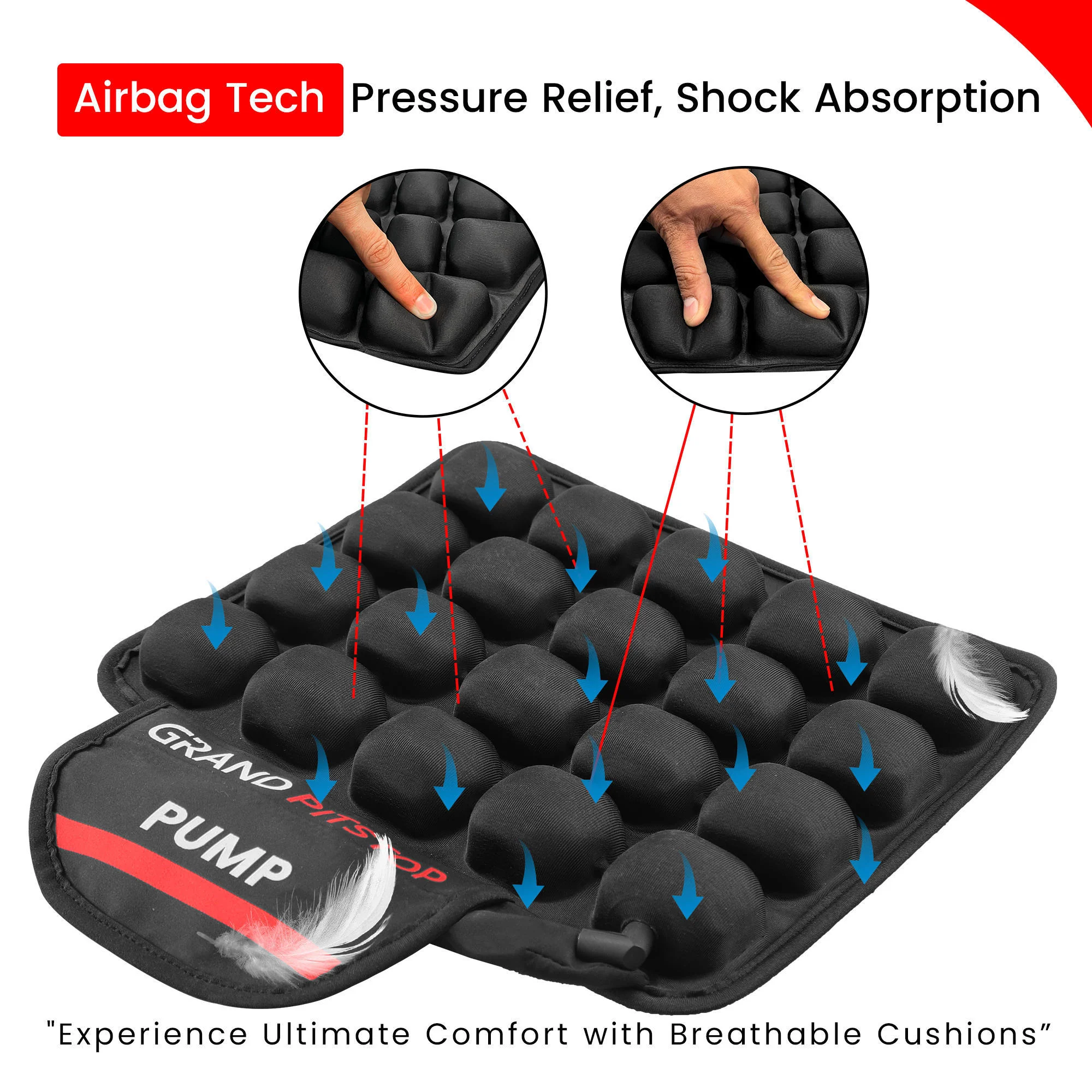 Air Bubble Airseat for Medical, Offices, Home, Motorcycle and Car Lumbar Support - Pillion with Pump - Image 6