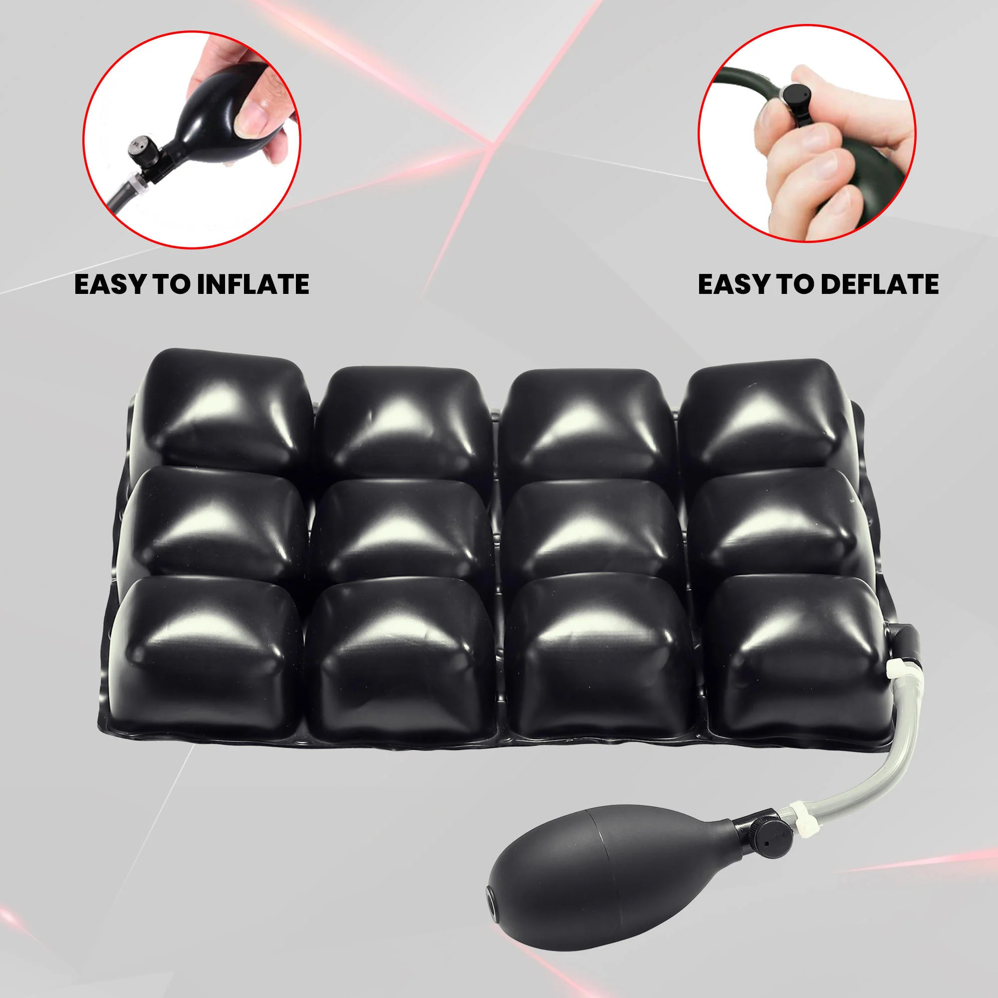 Air Comfy Seat Cushion for Medical, Offices, Home, Motorcycle and Car Lumbar Support - Pillion Premium with Pump - Image 10