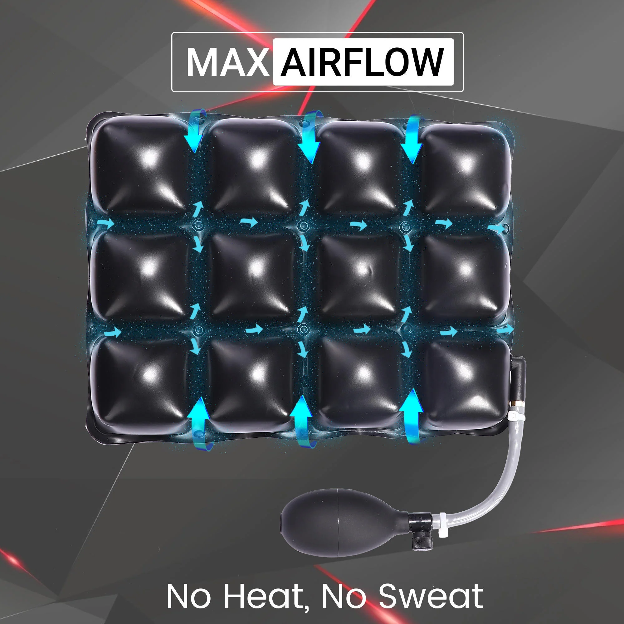 Air Comfy Seat Cushion for Medical, Offices, Home, Motorcycle and Car Lumbar Support - Pillion Premium with Pump - Image 5