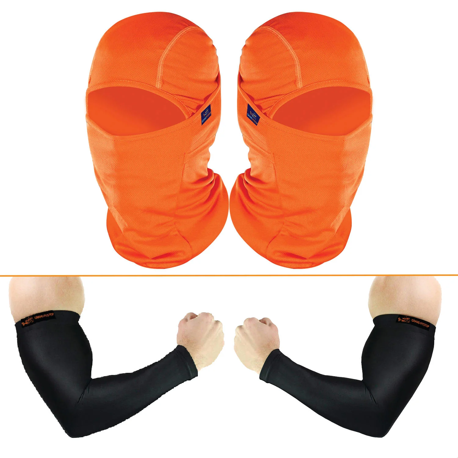 Arm Sleeves (Black) and Face Mask (Orange) (Pack of 4)