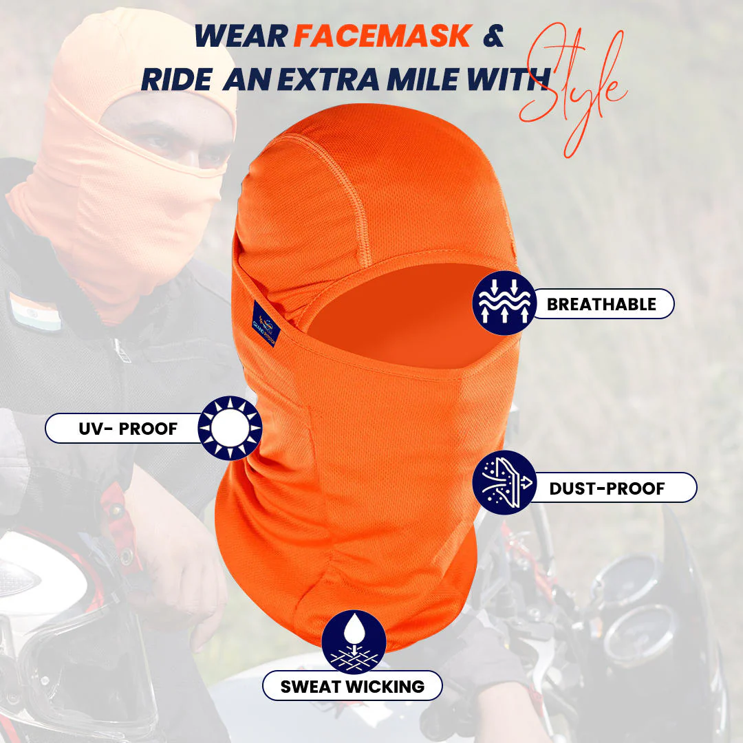 Arm Sleeves (Black) and Face Mask (Orange) (Pack of 4) - Image 2