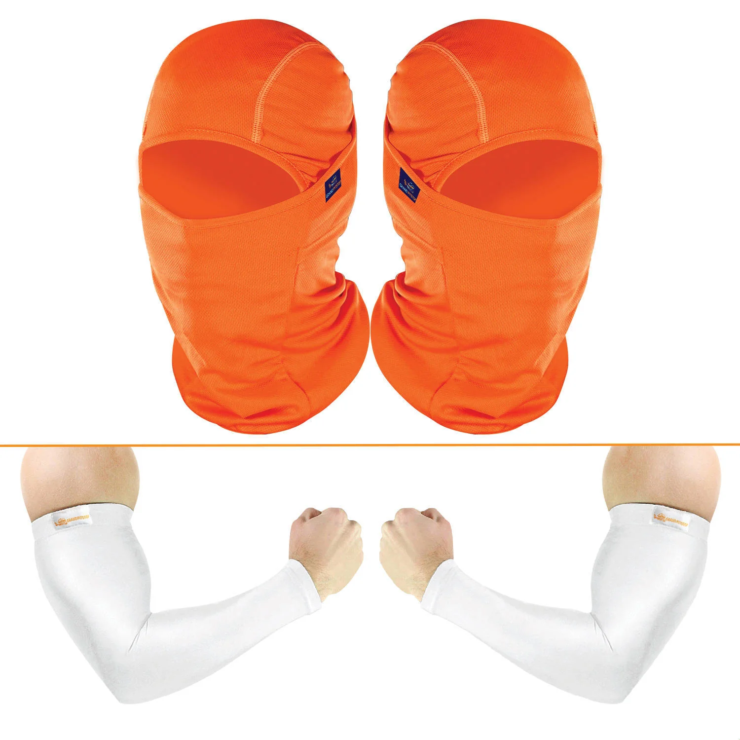 Arm Sleeves (White) & Face Mask (Orange) - Pack of 4