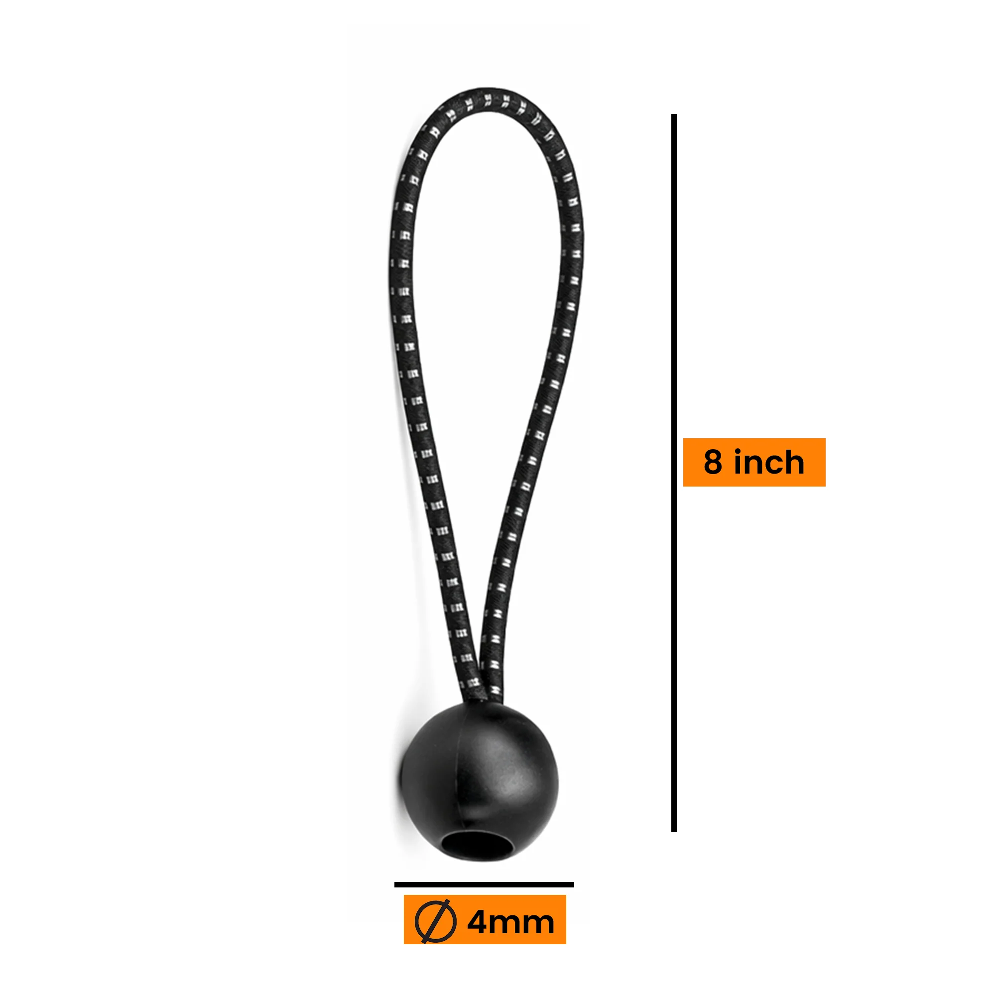 Bungee Balls With Reflecting  (8 Inches) - Set Of 10 - Black - Image 5