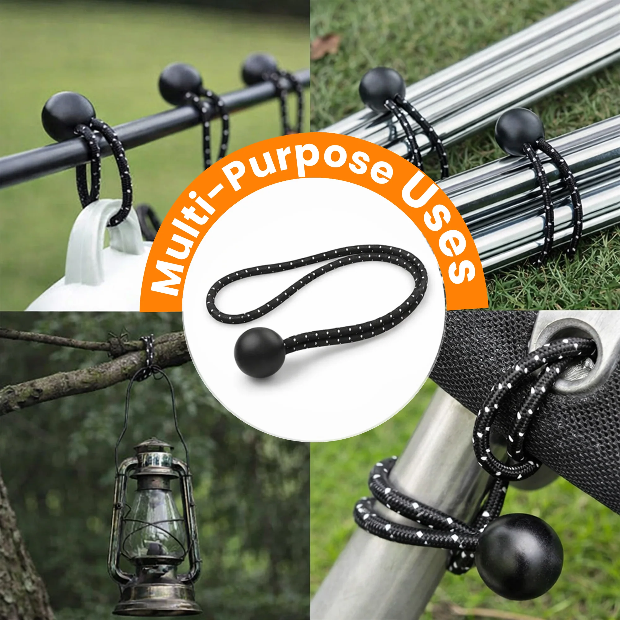 Bungee Balls With Reflecting  (8 Inches) - Set Of 10 - Black - Image 6