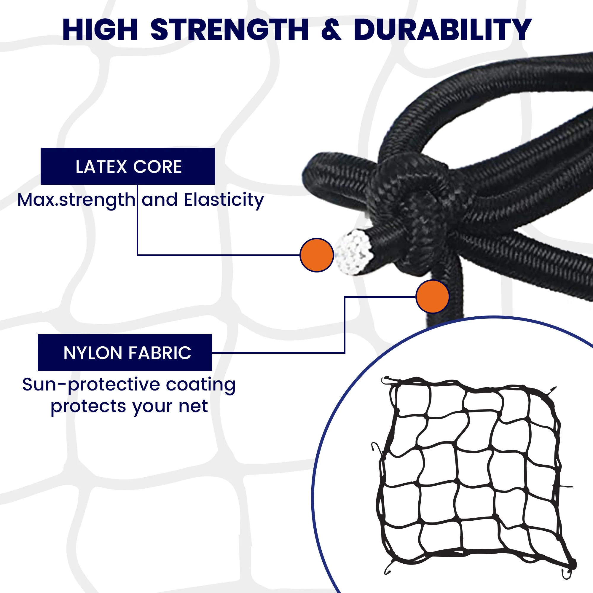 Cargo Net (38X38Cm) With Bungee Balls (8Inch) - 4Pcs- Black - Image 3