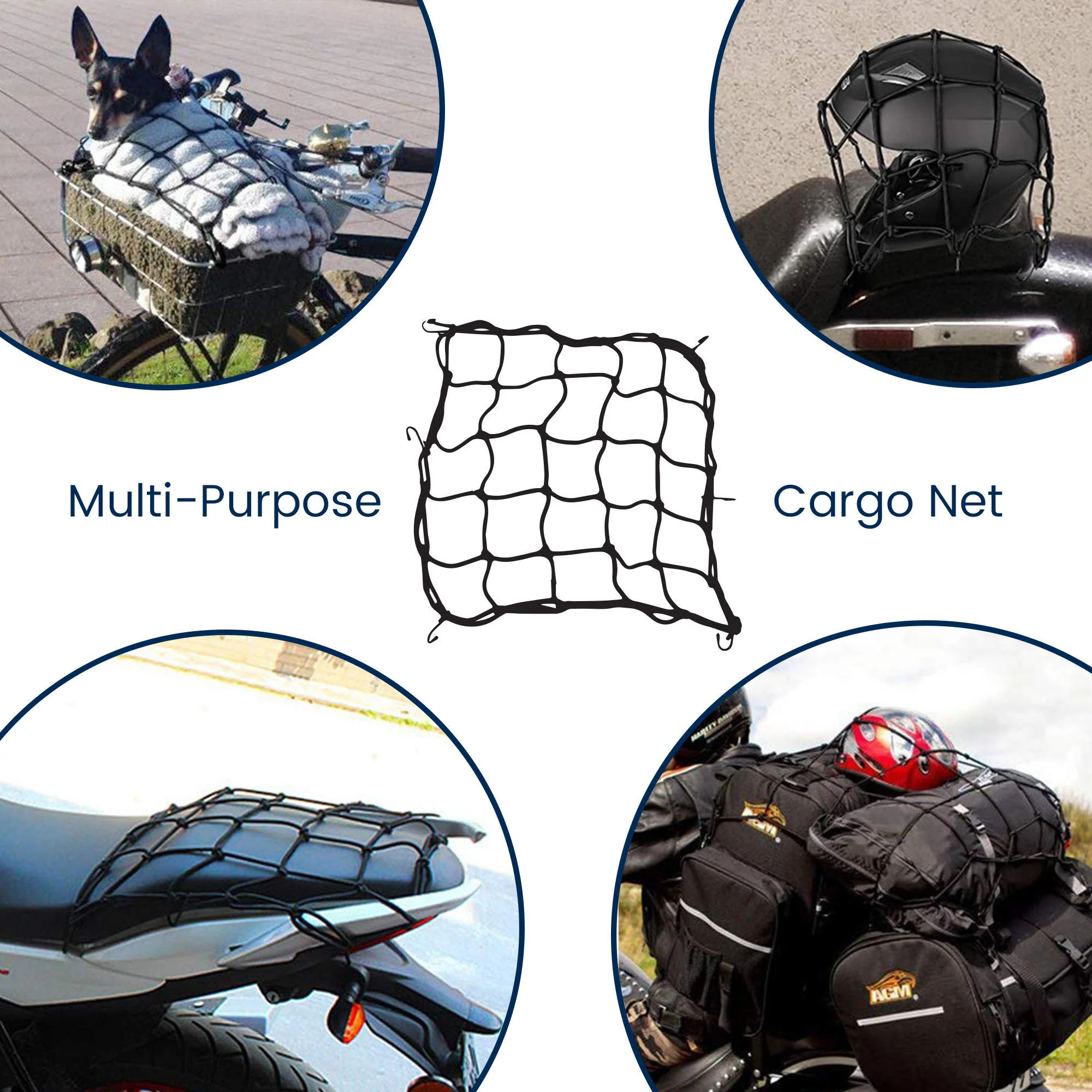 Cargo Net (38X38Cm) With Bungee Balls (8Inch) - 4Pcs- Black - Image 5