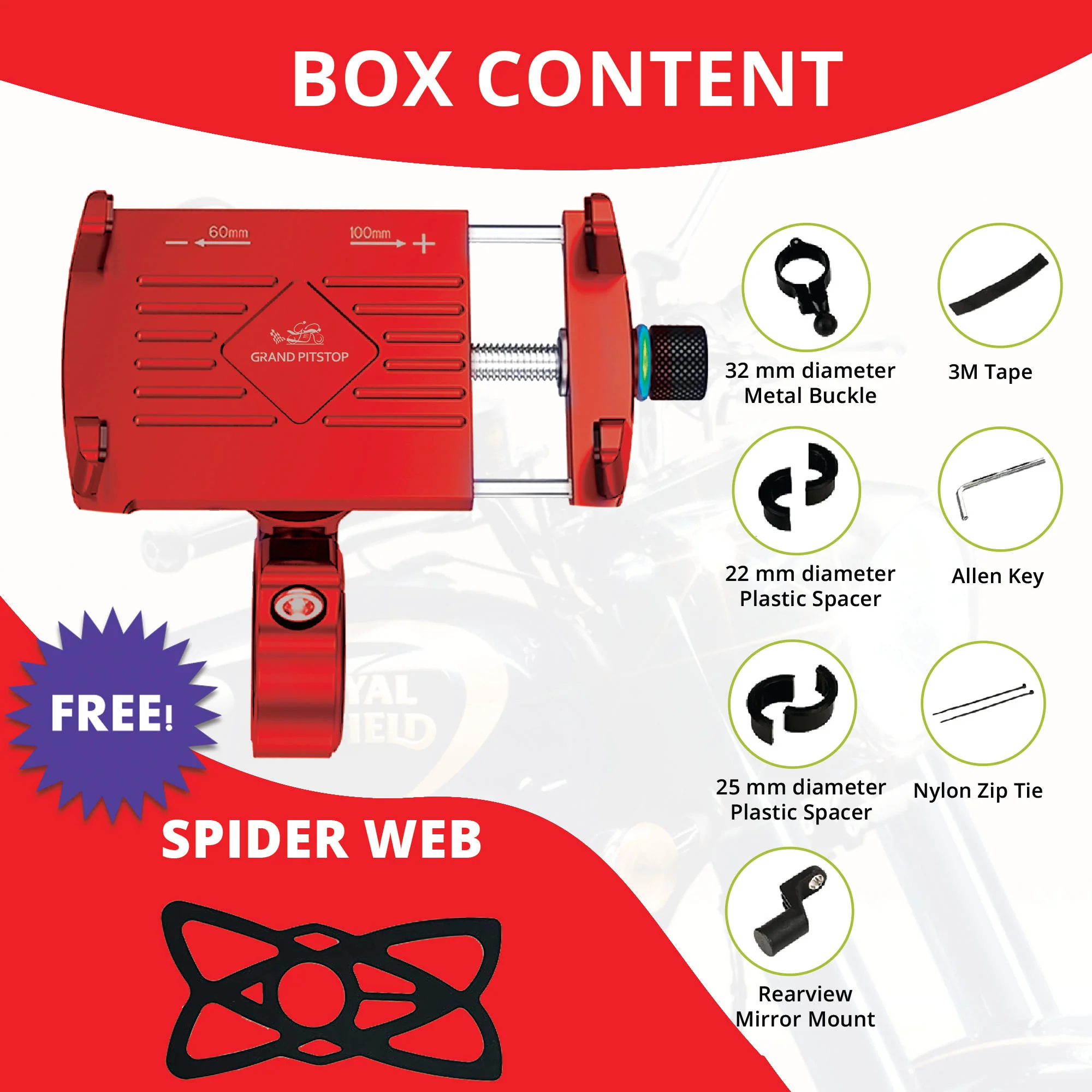 Claw Grip Aluminium Mobile Holder Mount - Red - Image 3