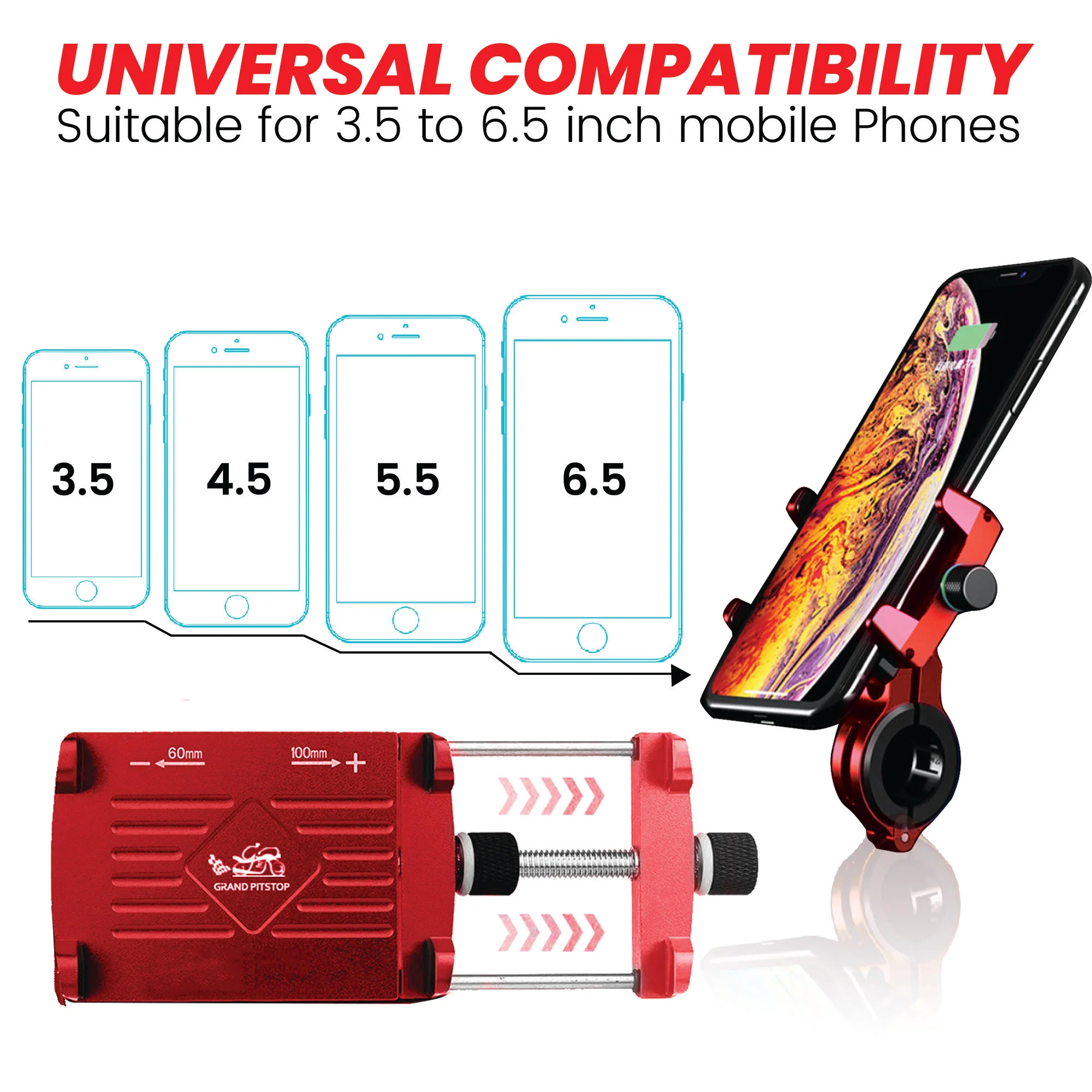 Claw Grip Aluminium Mobile Holder Mount - Red - Image 5