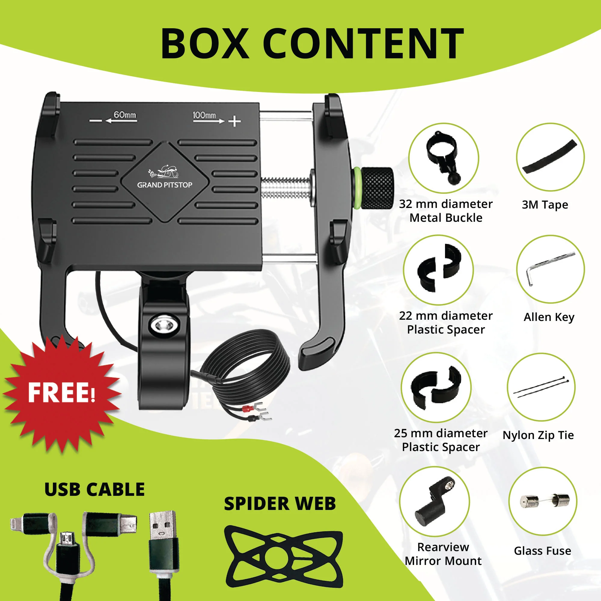 Claw with Jaw Grip Aluminium Mobile Holder with Charger - Black - Image 4
