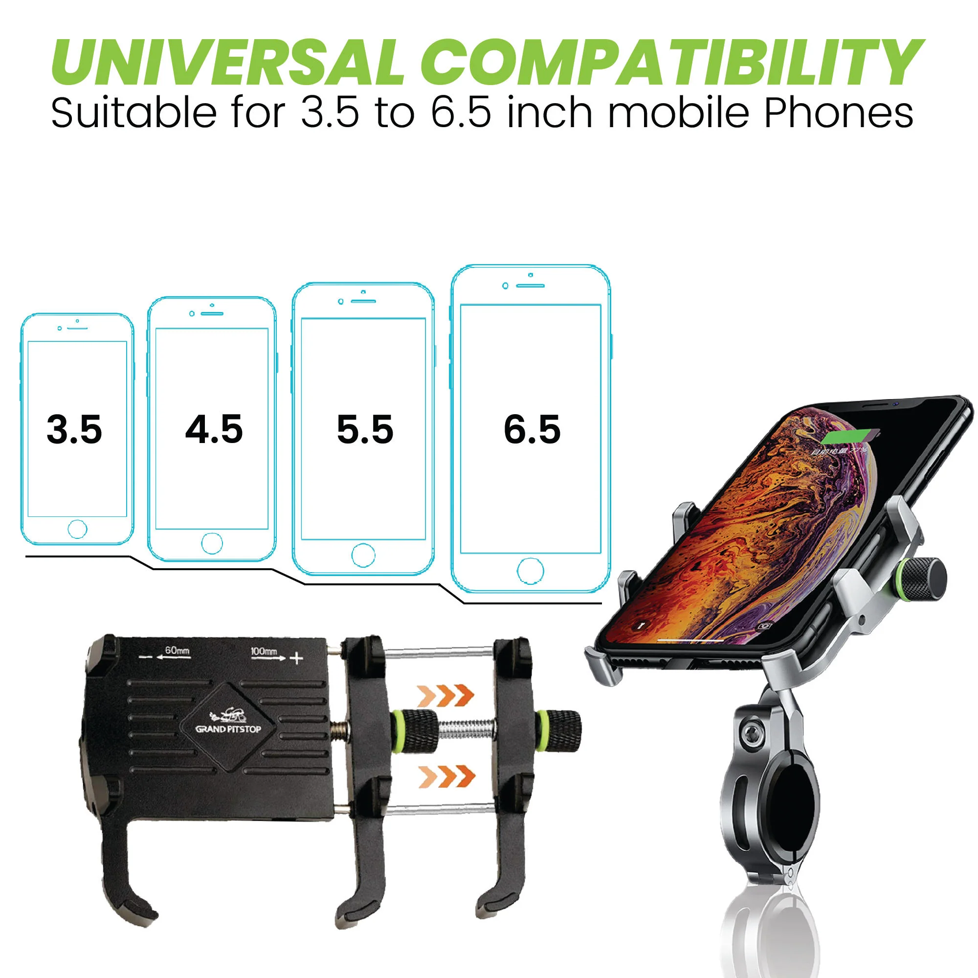 Claw with Jaw Grip Aluminium Mobile Holder without Charger - Black - Image 3