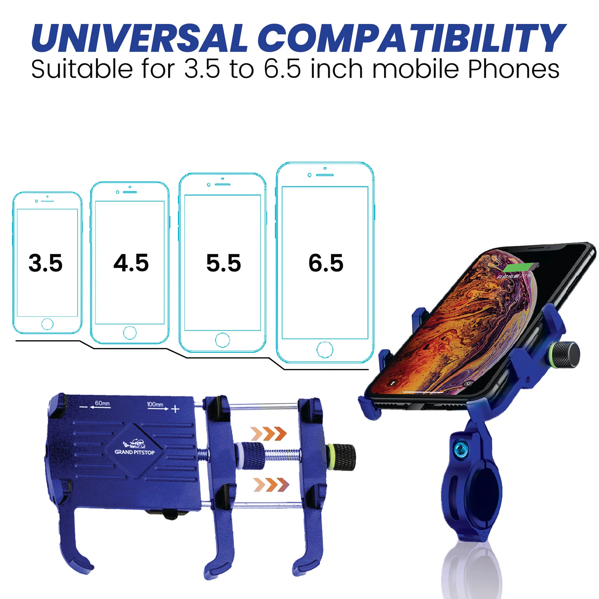 Claw with Jaw Grip Aluminium Mobile Holder without Charger - Blue - Image 3