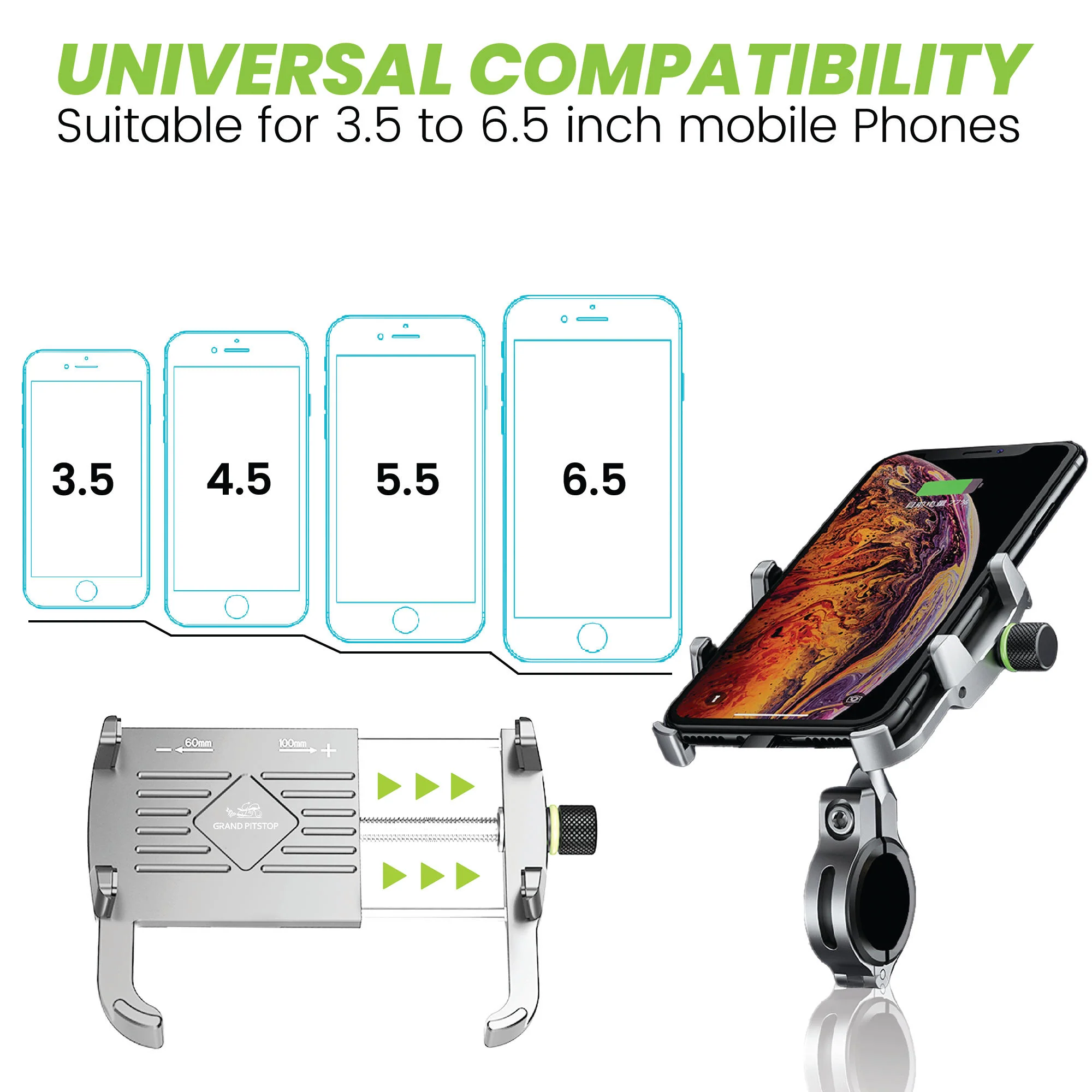 Claw with Jaw Grip Aluminium Mobile Holder without Charger - Silver - Image 4
