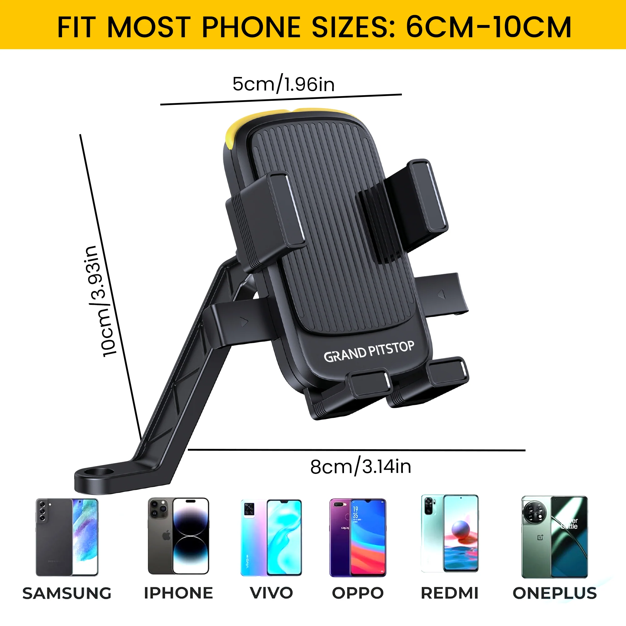 Cool Grip B3 Bike Mirror Mount Mobile Holder with One Click Locking - Black - Image 3