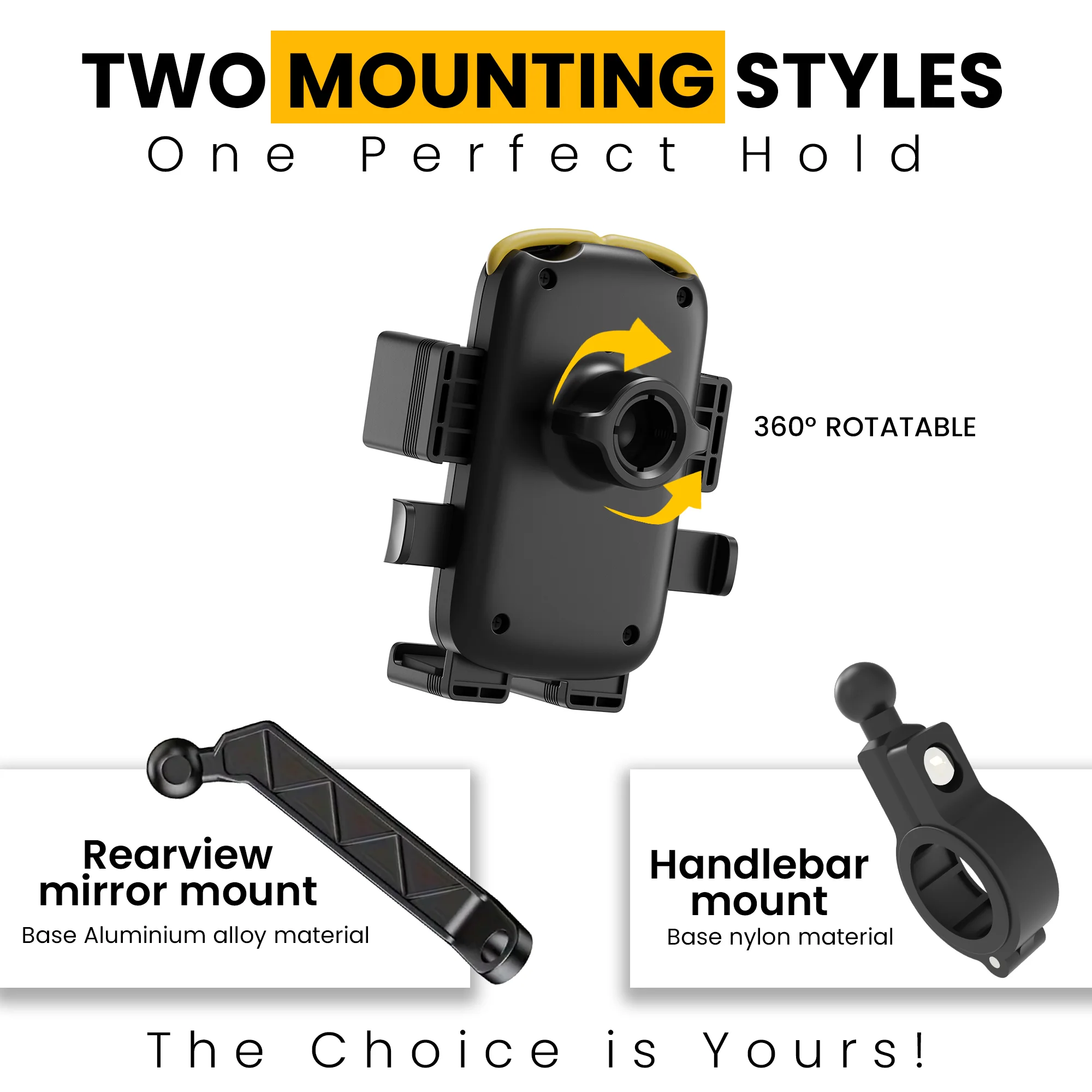 Cool Grip B3 Bike Mirror Mount Mobile Holder with One Click Locking - Black - Image 5
