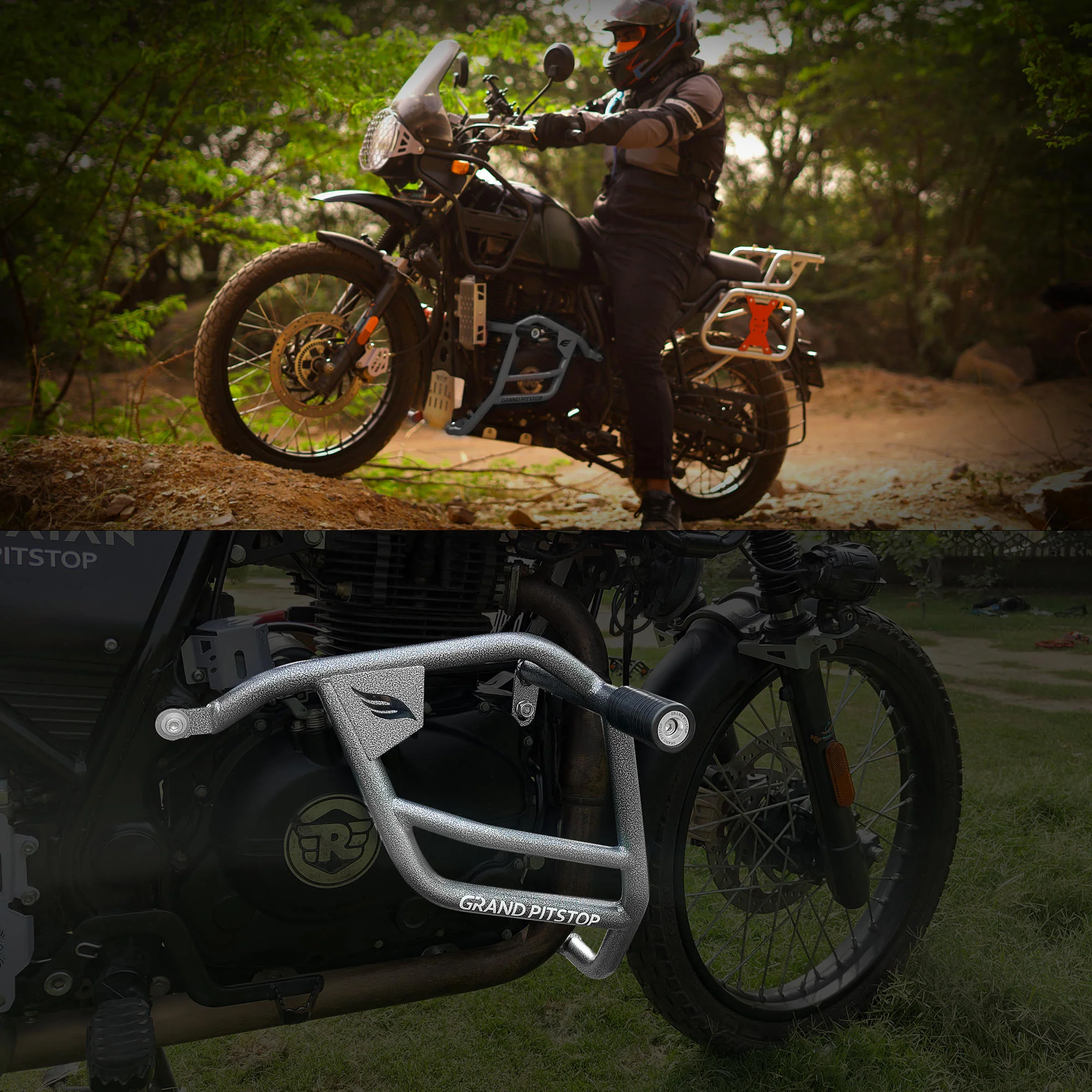 Crash Guard With Slider For Royal Enfield Himalayan - Antique Silver - Image 3