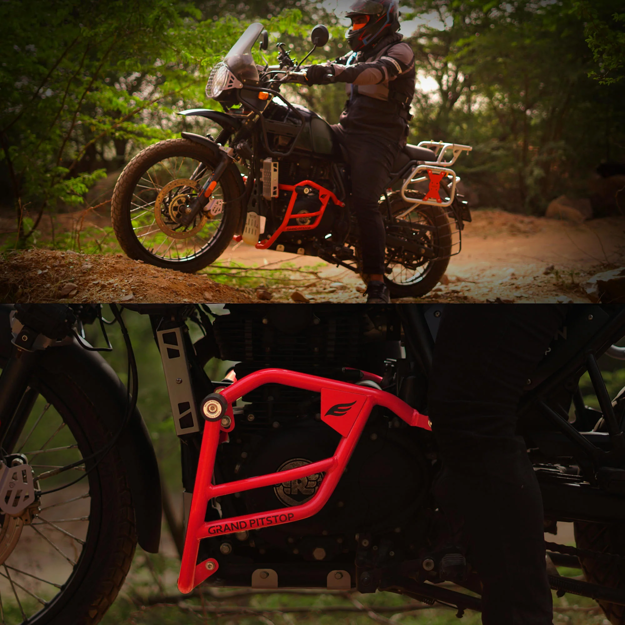 Crash Guard With Slider For Royal Enfield Himalayan - Red - Image 3