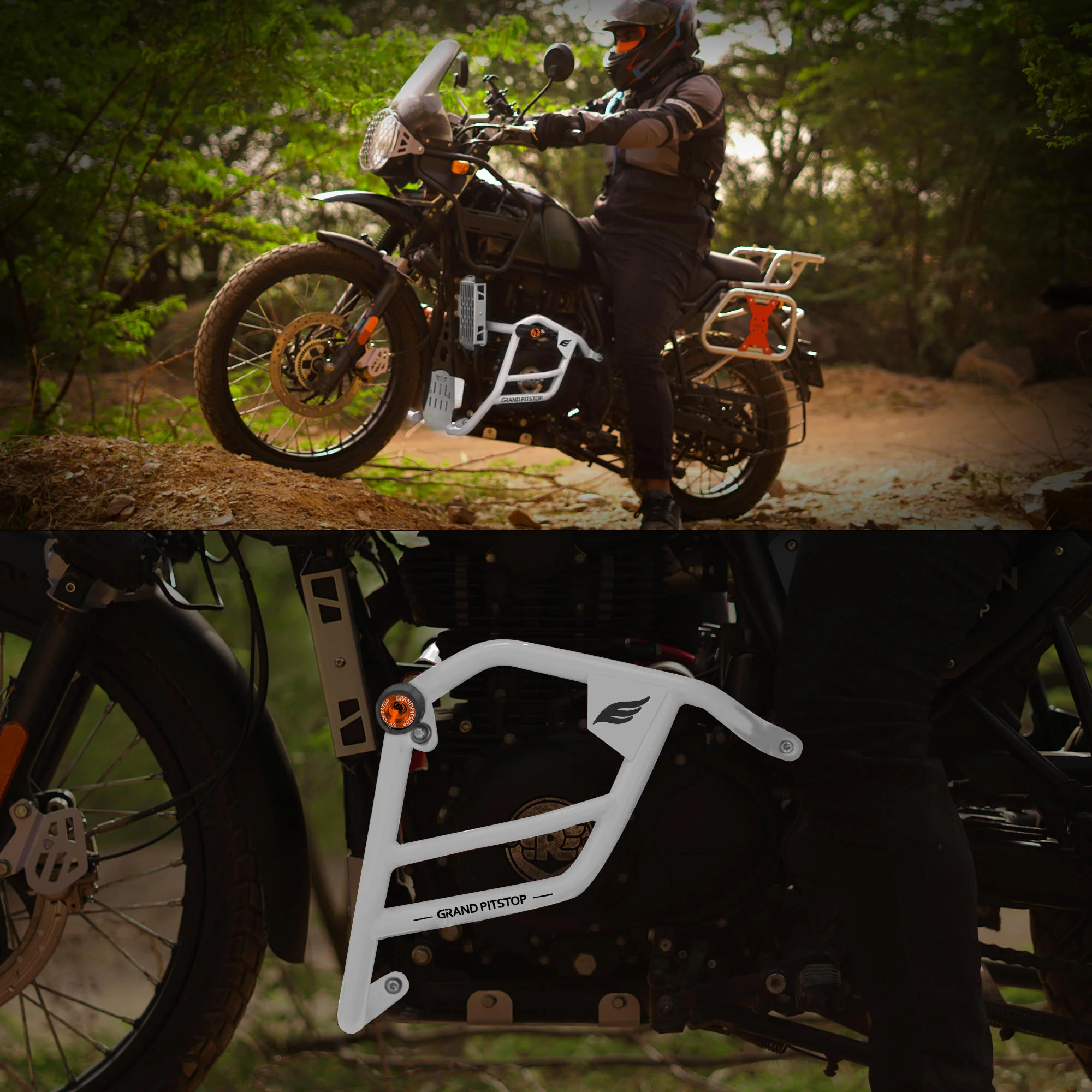 Crash Guard With Slider For Royal Enfield Himalayan - Silver - Image 3