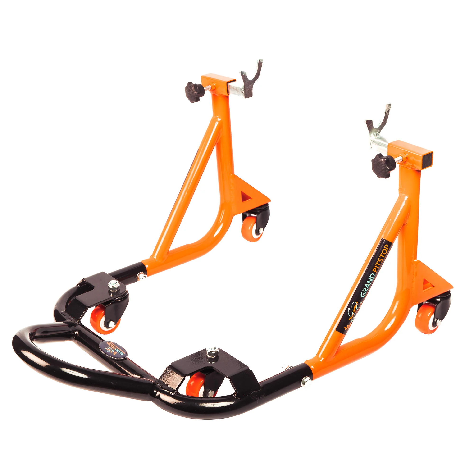 Dismantlable Rear Paddock Stand With 360 Rotation & Skate Wheels (Bike Wt upto: 280 kgs) - Black-Orange - Image 7