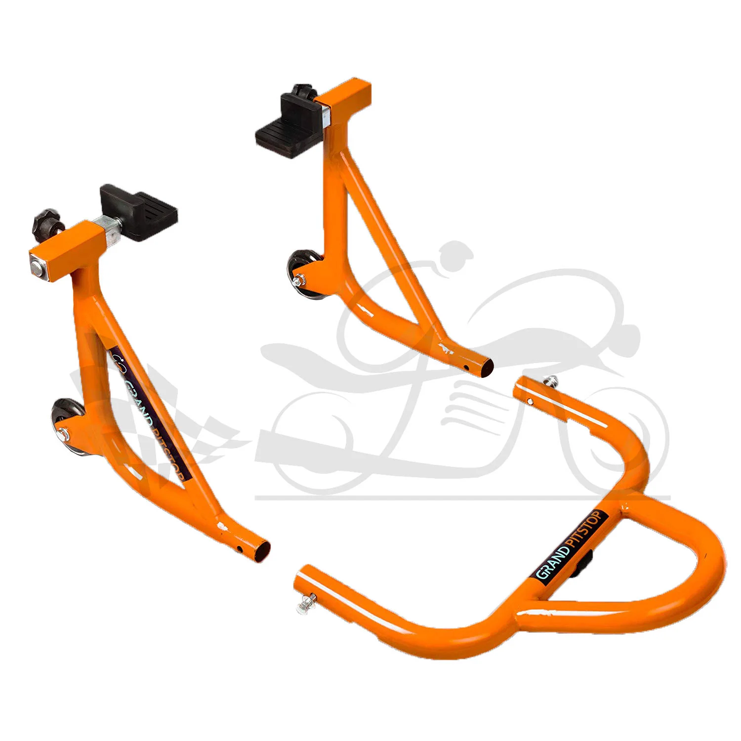 Dismantlable Rear Paddock Stand With Skate Wheels for KTM Bikes (upto 450 kg) - Orange - Image 4