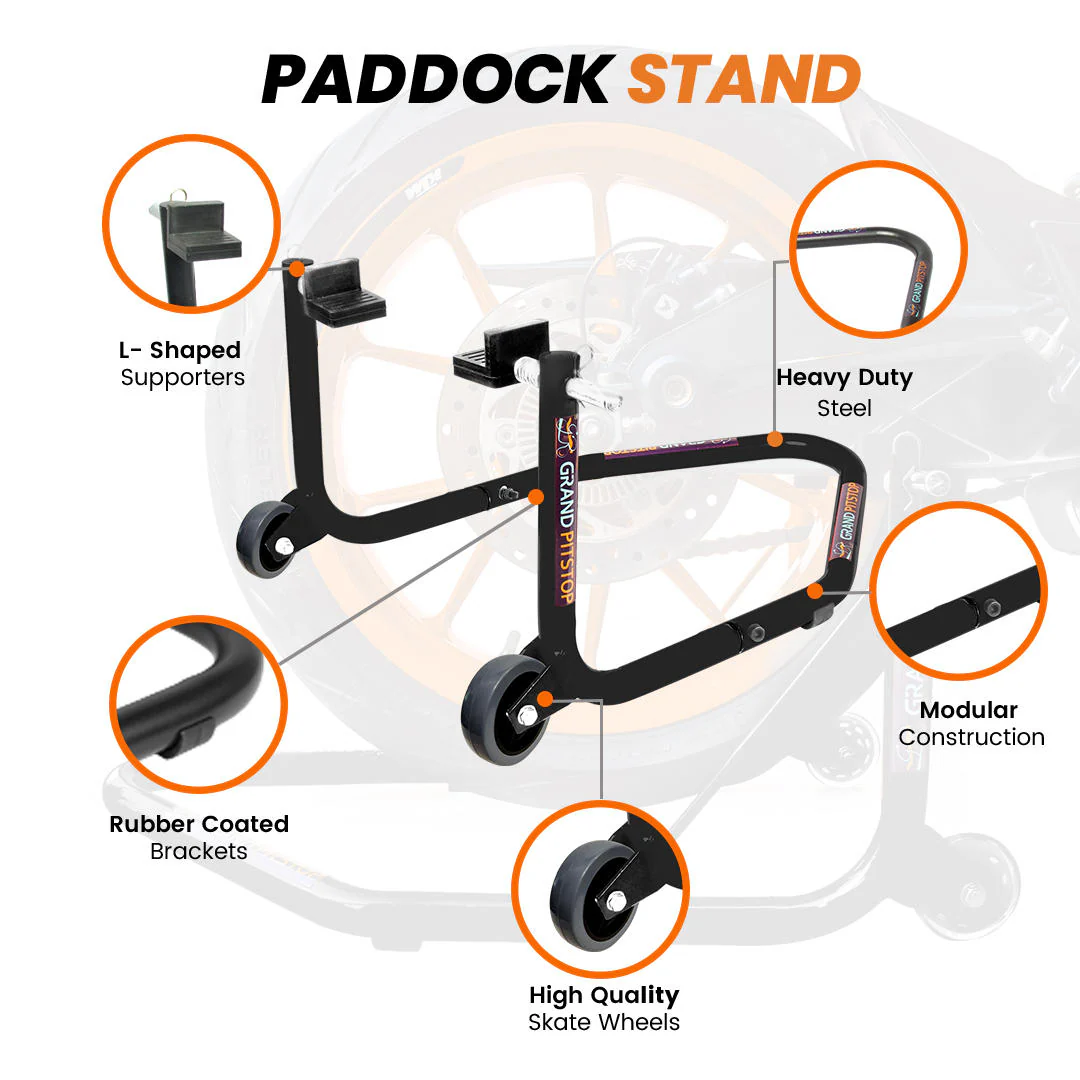 Dismantlable Rear Paddock Without Skate Wheels (upto 185 kg) - Black - Image 4
