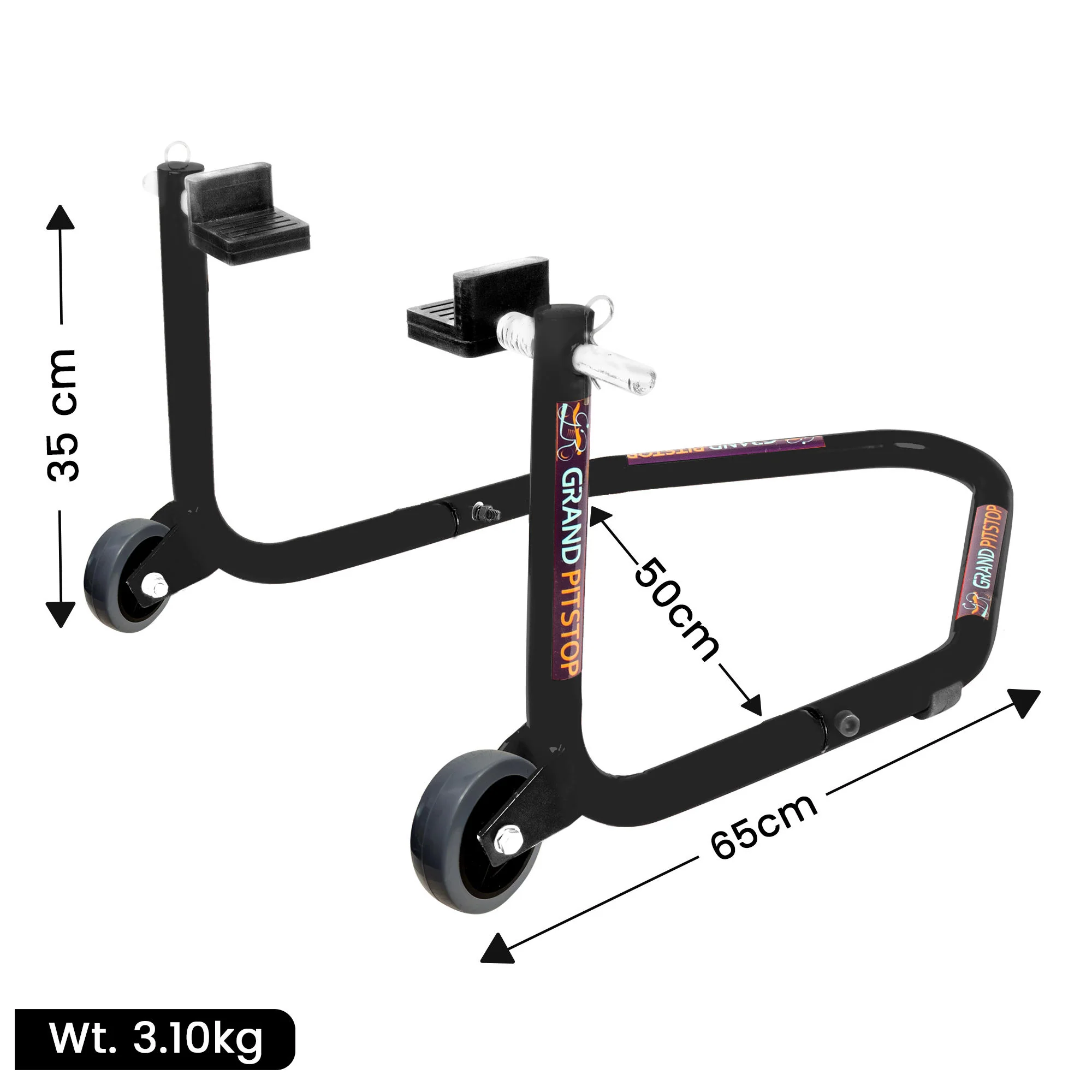 Dismantlable Rear Paddock Without Skate Wheels (upto 185 kg) - Black - Image 5