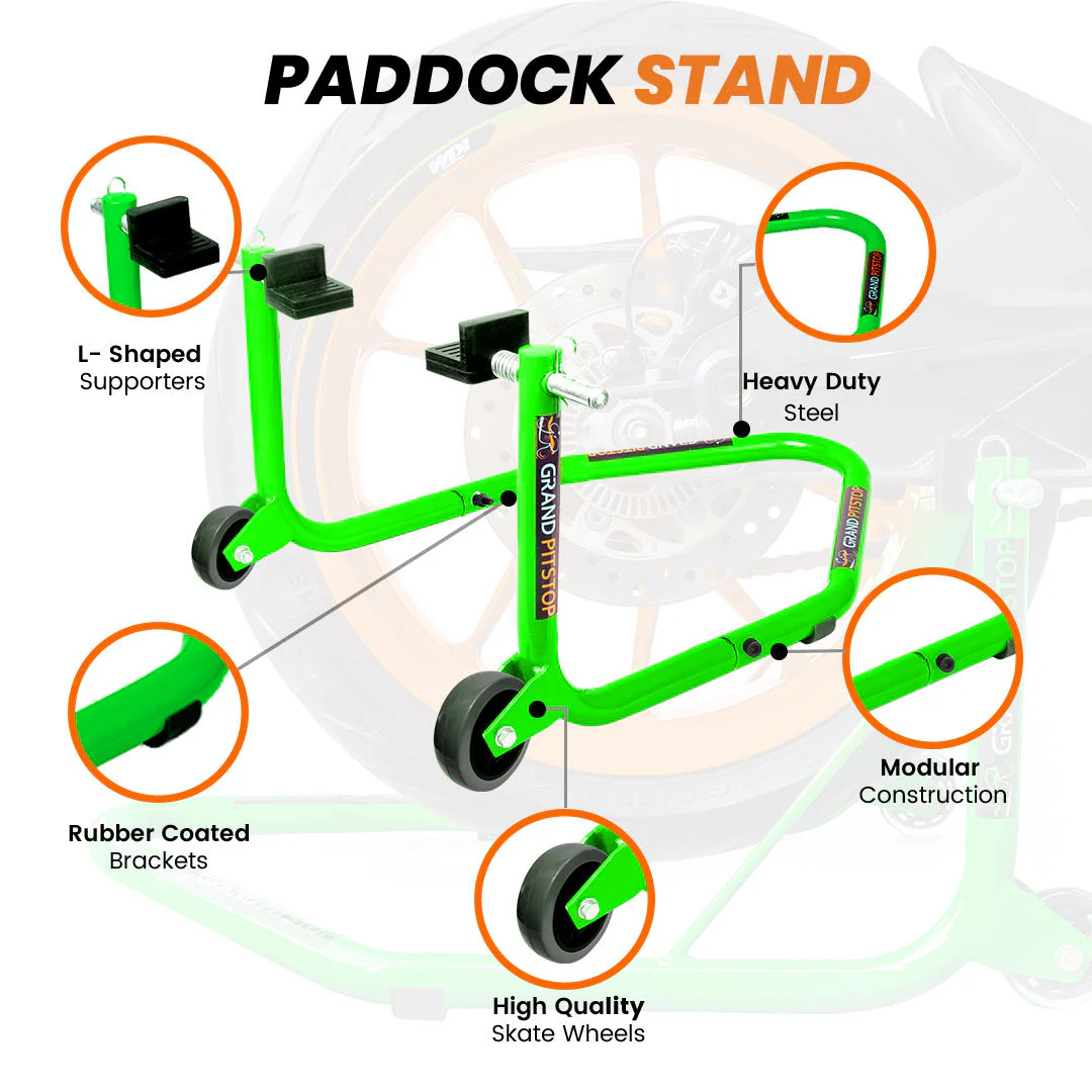 Dismantlable Rear Paddock Without Skate Wheels (upto 185 kg) - Green - Image 4