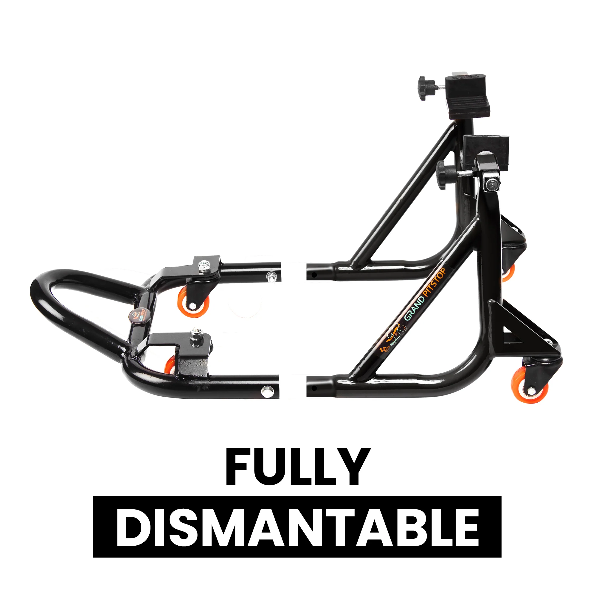 Dismantlable Rear Paddock Stand With 360 Rotation & Skate Wheels (Bike Wt upto: 280 kgs) - Black - Image 3