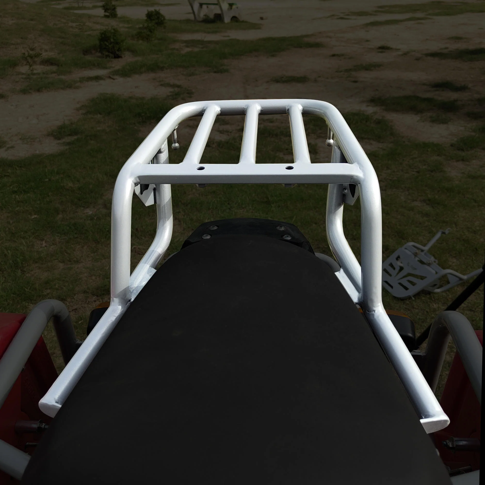 Extended Top Rack-Carrier Without Plate (compatible with Pillion Backrest) For Royal Enfield Himalayan - Silver - Image 4