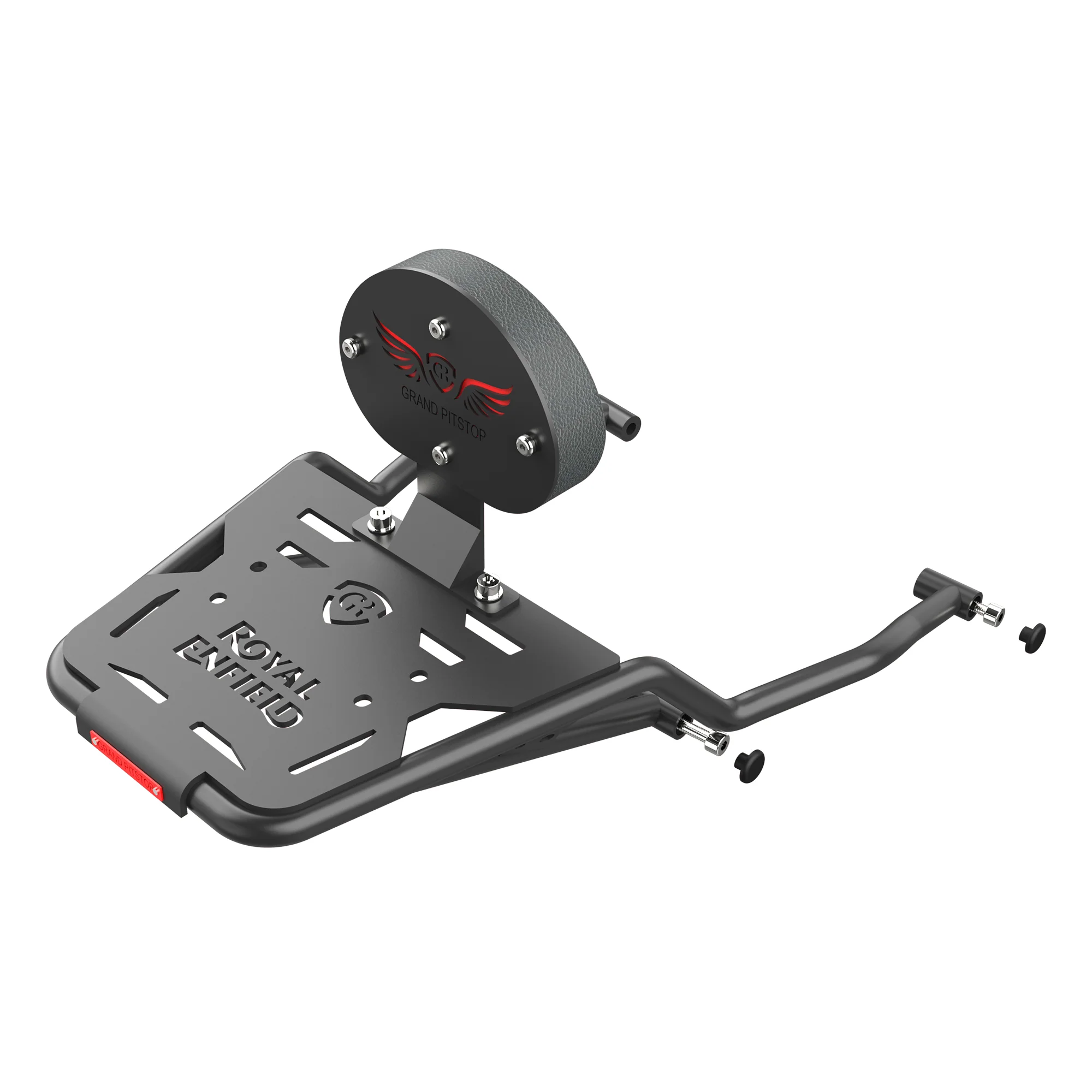 Extended Top Rack Carrier With Backrest for Royal Enfield Guerrilla 450 - Black - Image 3