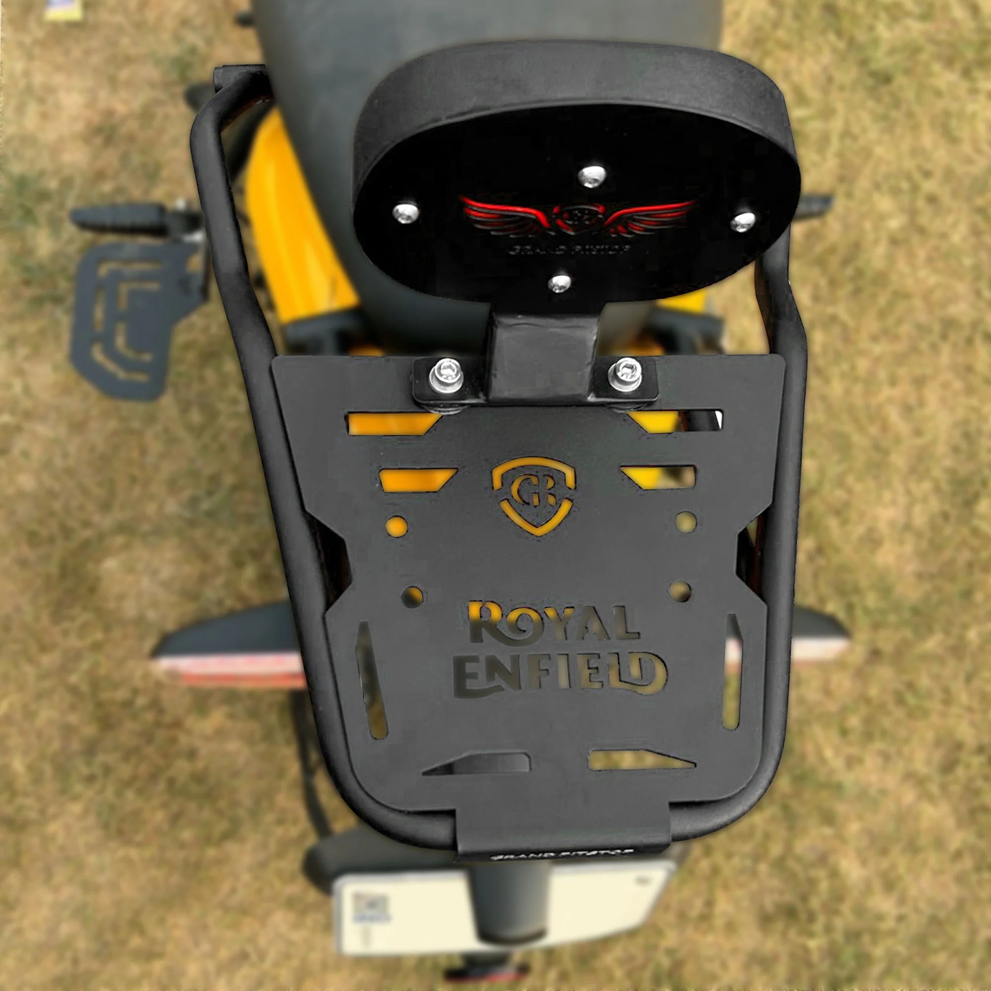 Extended Top Rack Carrier With Backrest for Royal Enfield Guerrilla 450 - Black - Image 4