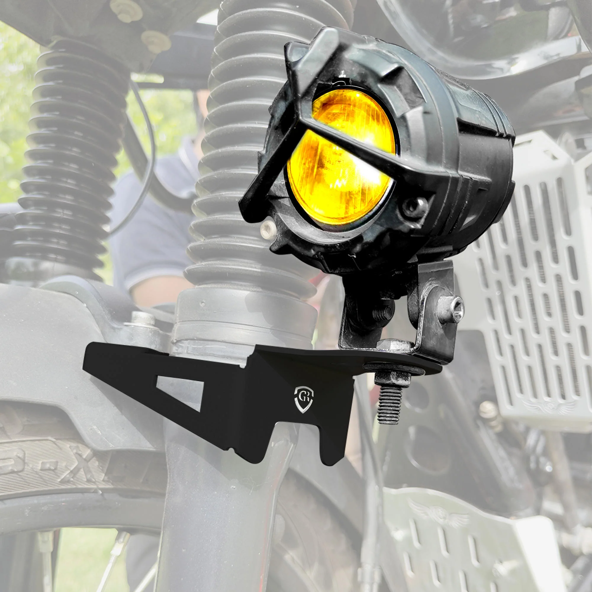 Fog Light Mount for Royal Enfield Interceptor - Black - Image 3