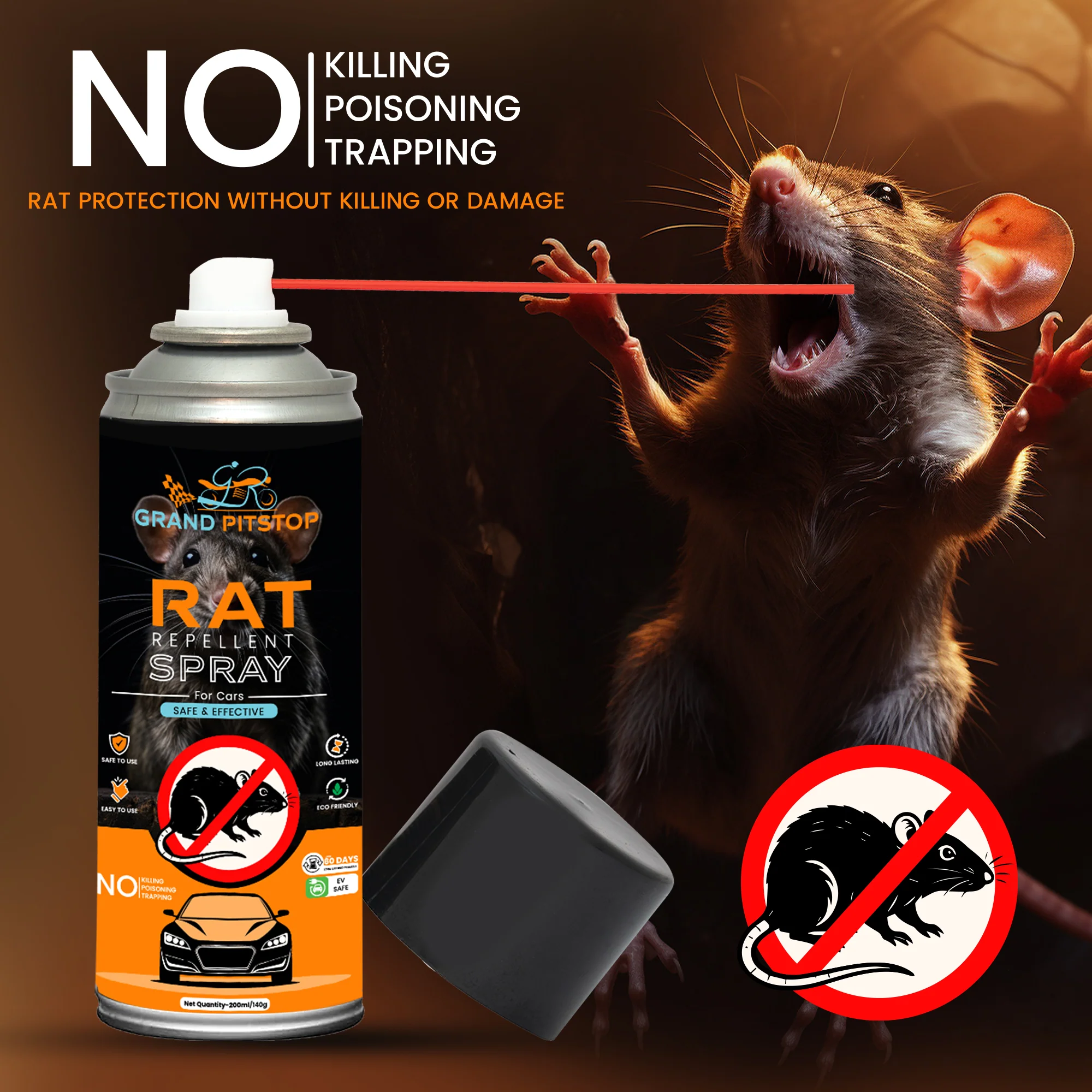 GRAND PITSTOP Rat Repellent Spray for Cars 200 ml | Non-Toxic Rodent Repeller for Car Engine Bay & Interior | Long-Lasting Protection | Easy Spray Application - Image 4