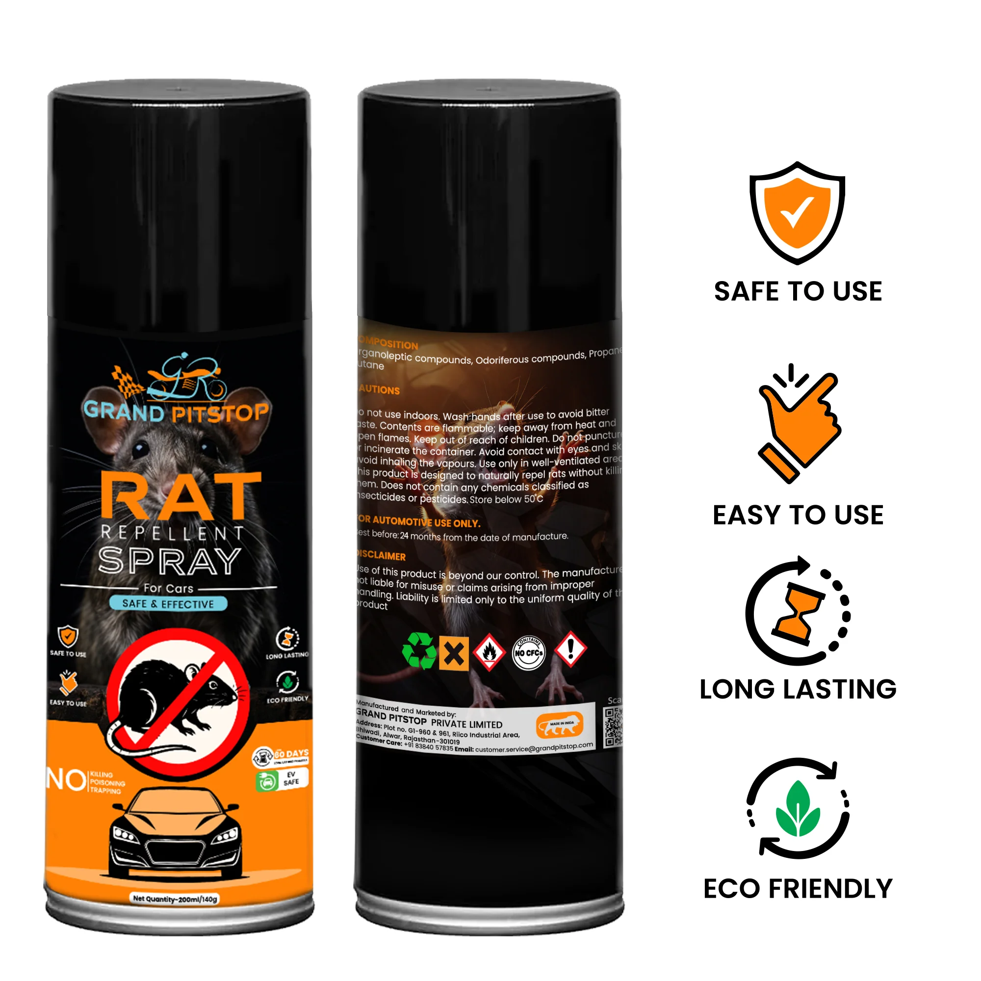 GRAND PITSTOP Rat Repellent Spray for Cars 200 ml | Non-Toxic Rodent Repeller for Car Engine Bay & Interior | Long-Lasting Protection | Easy Spray Application - Image 5
