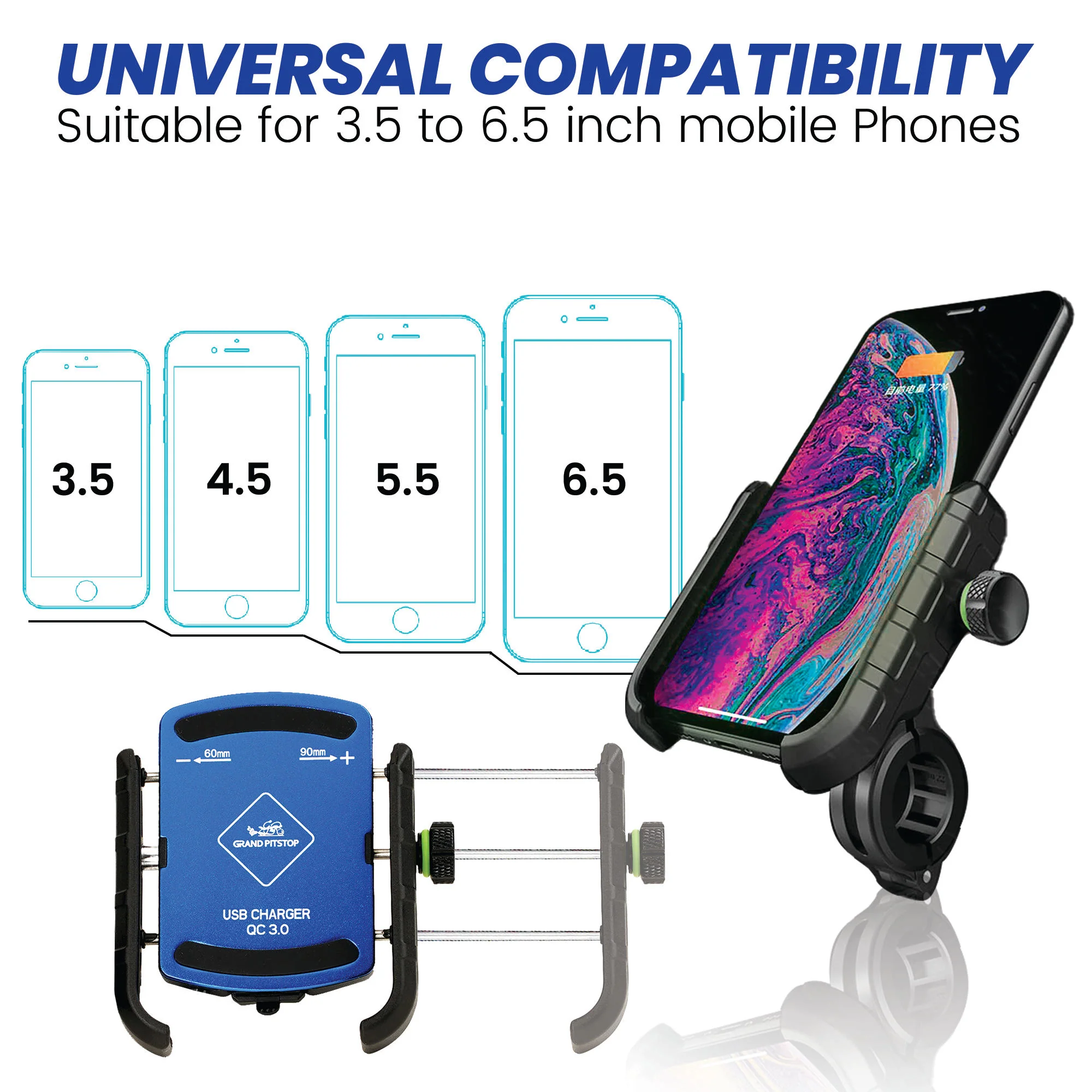 Jaw Grip Aluminium Mobile Holder without Charger - Blue - Image 3