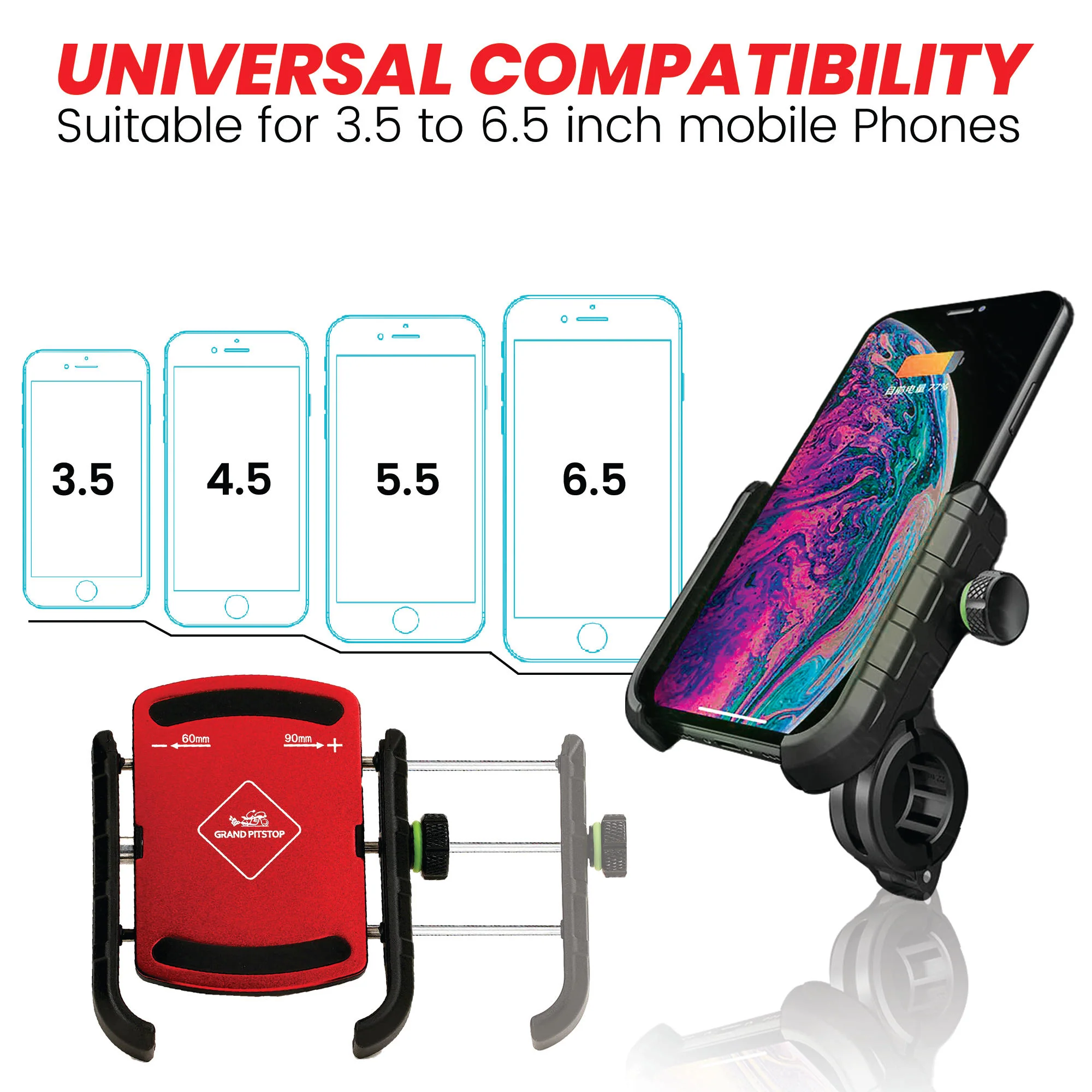 Jaw Grip Aluminium Mobile Holder without Charger - Red - Image 3