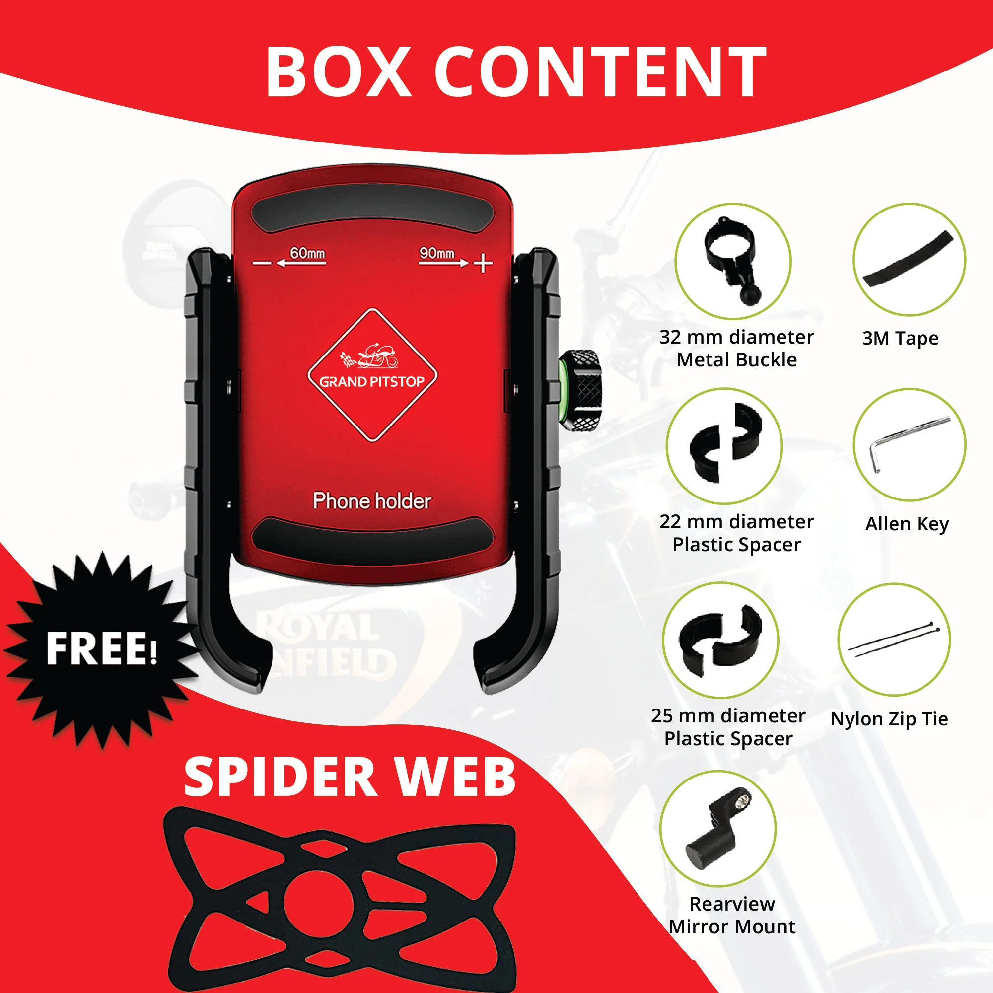 Jaw Grip Aluminium Mobile Holder without Charger - Red - Image 4