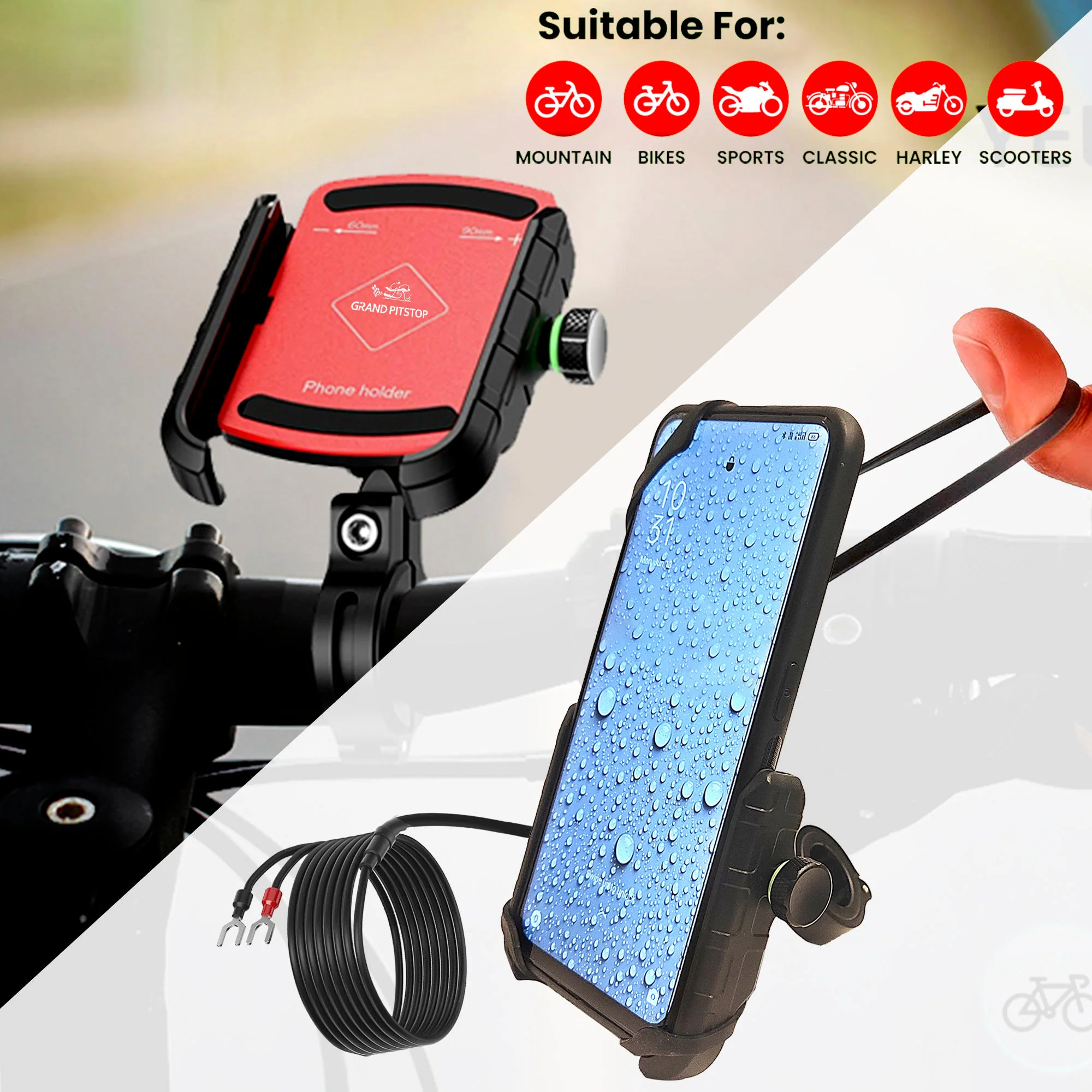 Jaw Grip Aluminium Mobile Holder without Charger - Red - Image 5