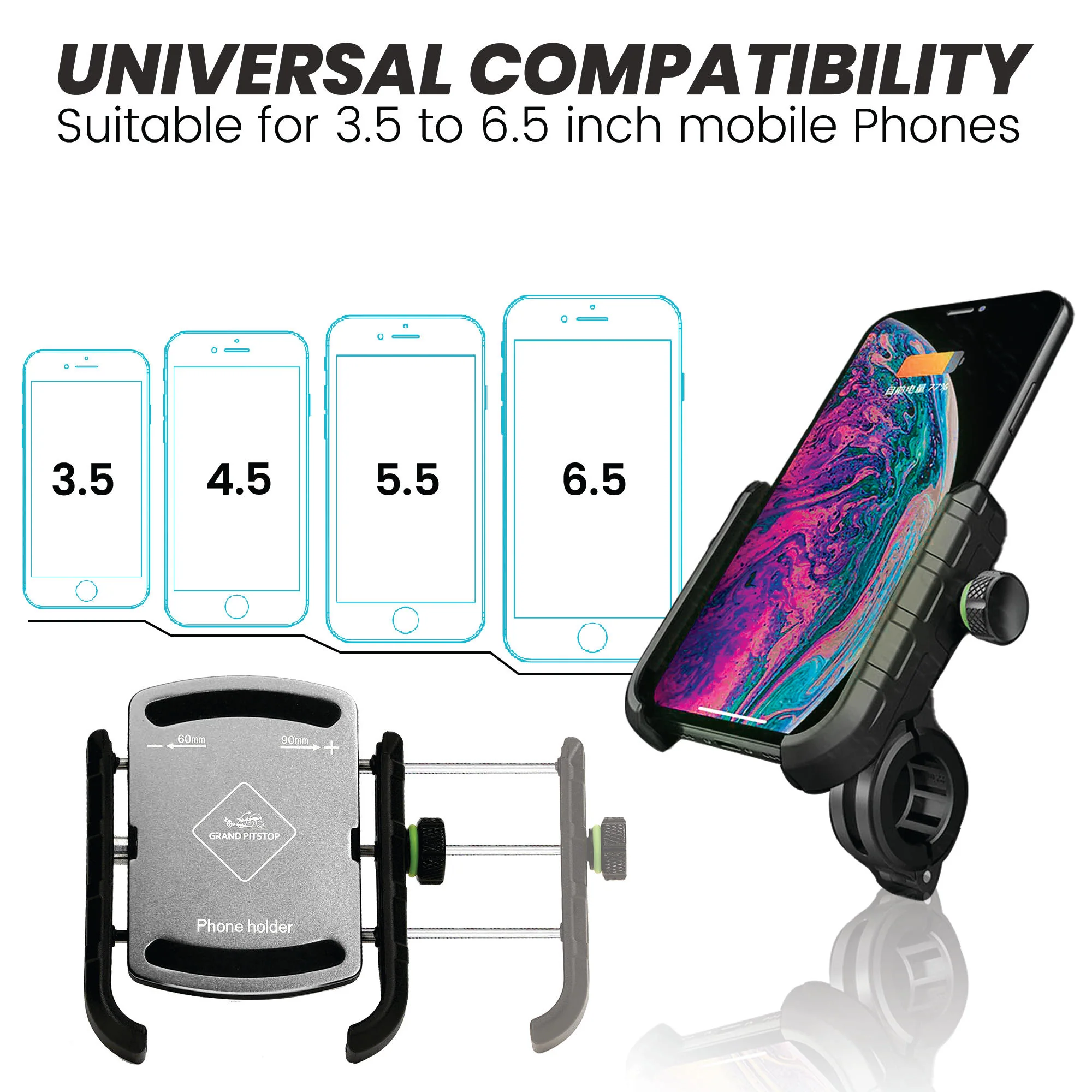 Jaw Grip Aluminium Mobile Holder without Charger - Silver - Image 3