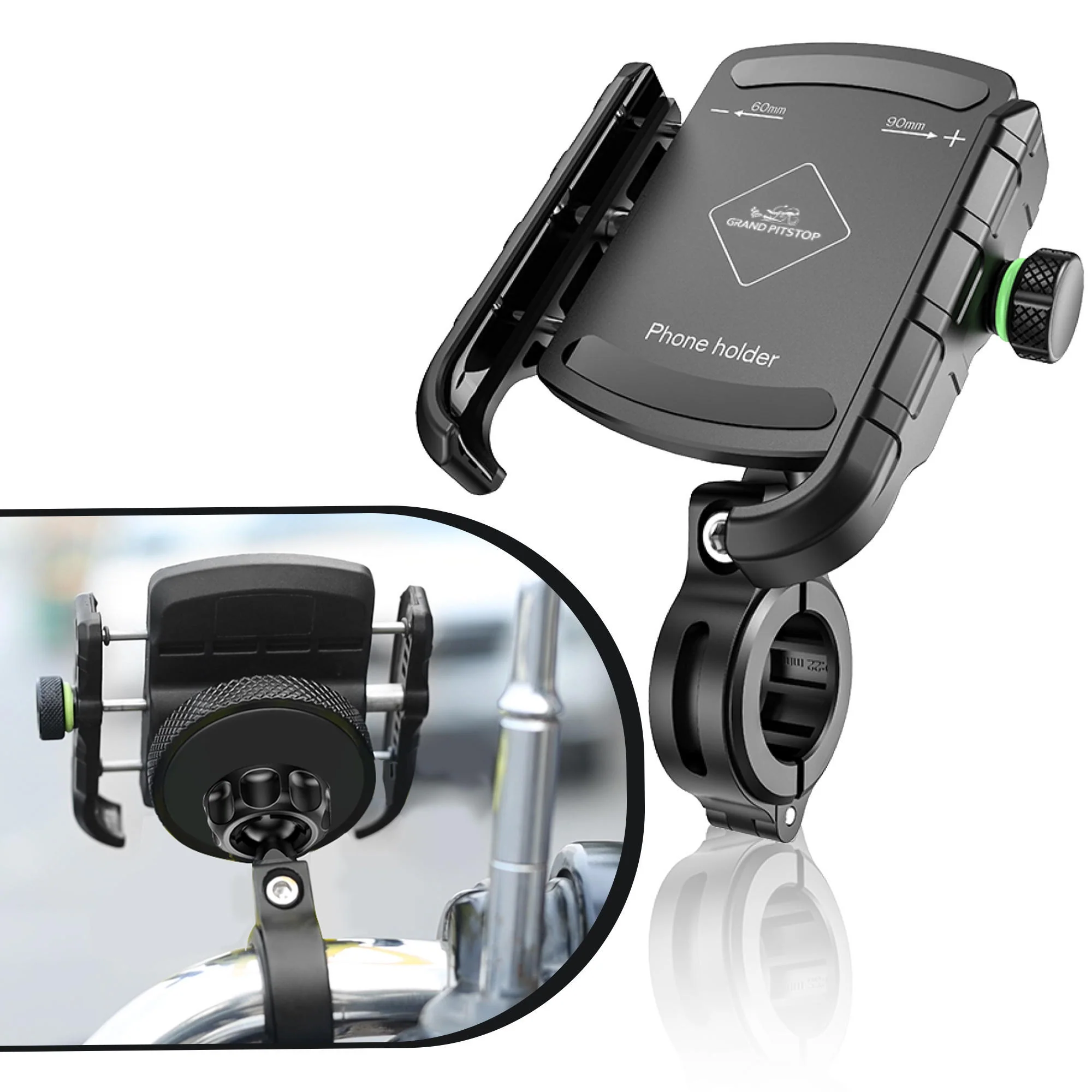 Jaw Grip Aluminium Mobile Holder with Vibration Dampener - Black