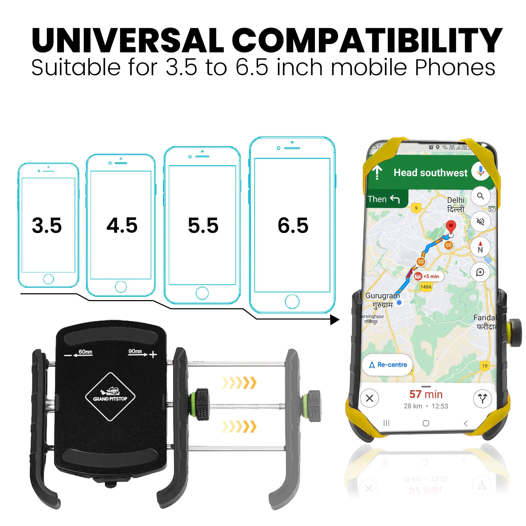 Jaw Grip Aluminium Mobile Holder with Vibration Dampener - Black - Image 5