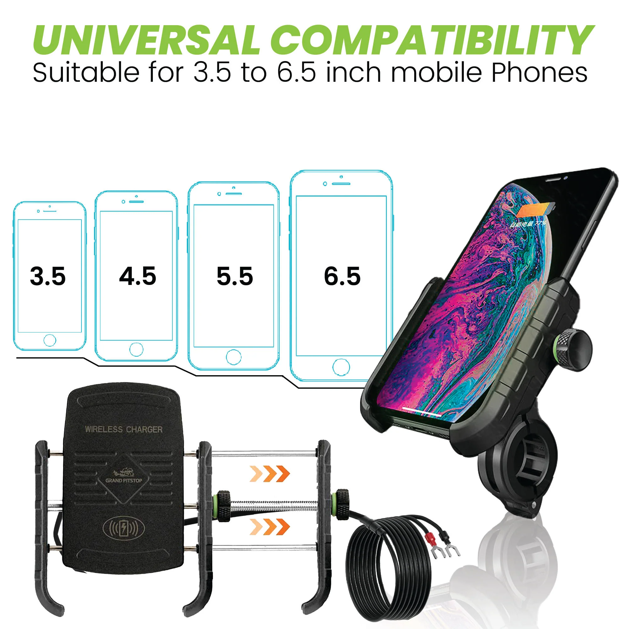 Jaw Grip Mobile Holder with 15W Wireless Charger - Black - Image 2