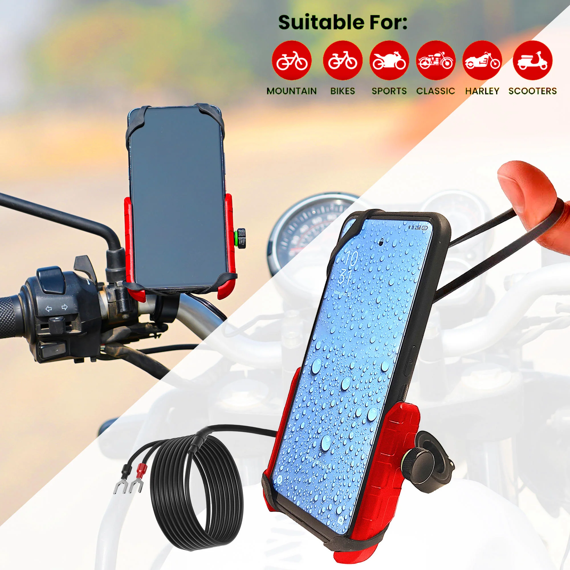 Jaw Grip Mobile Holder with 15W Wireless Charger - Red - Image 5