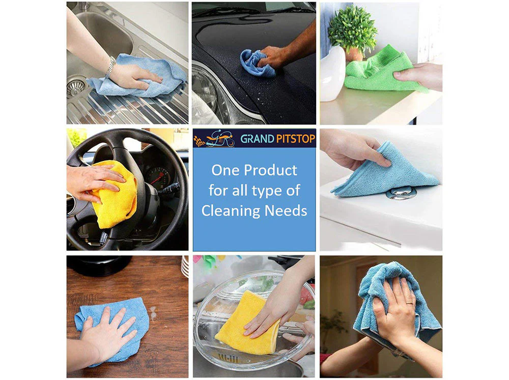 Microfiber Cleaning Cloth for Bike & Car (30 cm X 70 cm) - Pack of 2 (Purple and Green) - Image 4