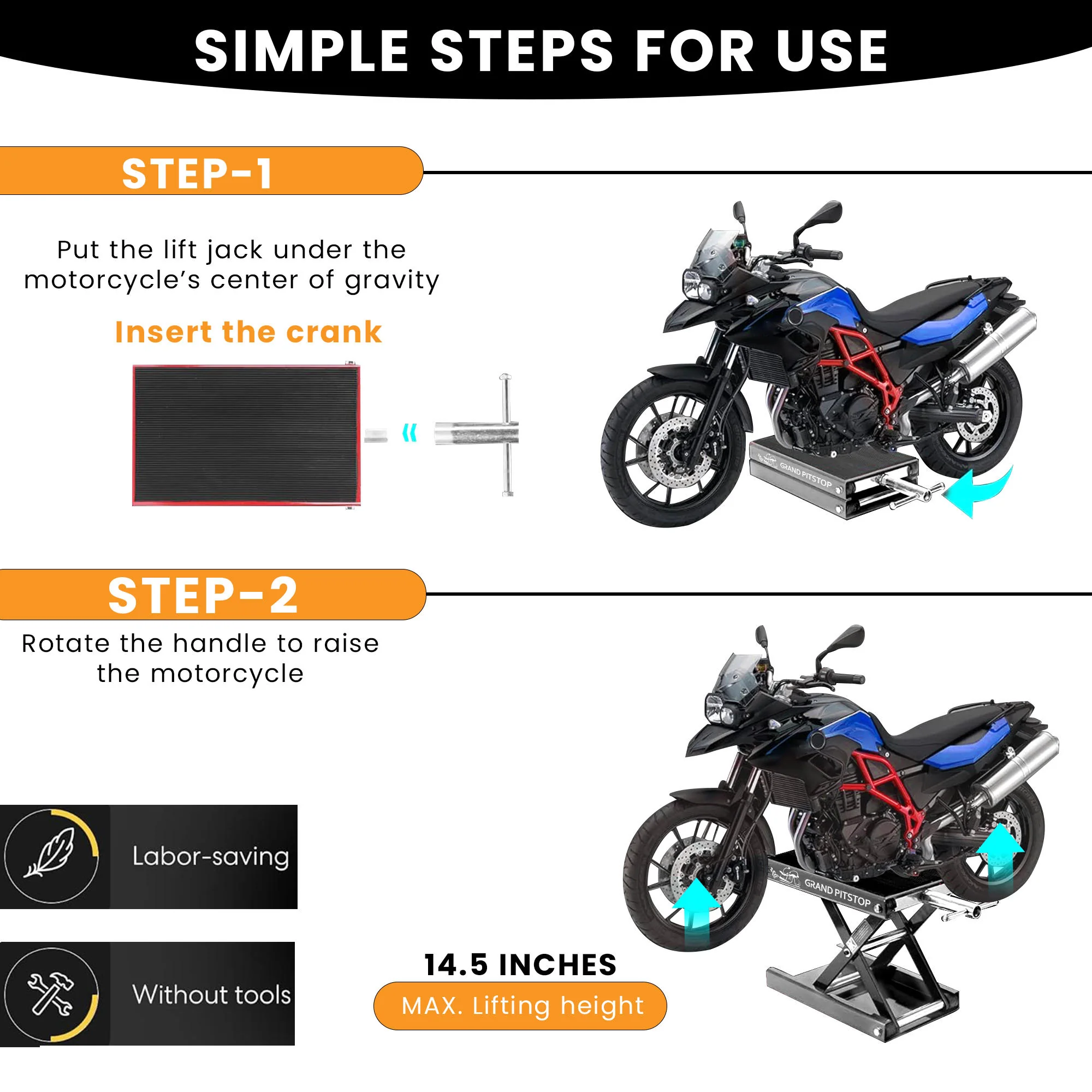 Motorcycle Scissor Jack for Cruiser, Dirt Bike, Sports Bike ATV - Image 6