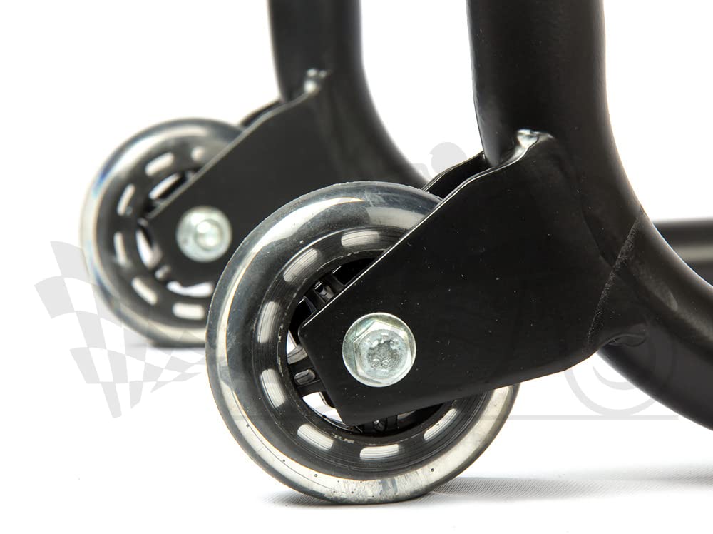 Non-Dismantlable Rear Paddock Stand With Skate Wheels (upto 350 kg) - Black - Image 7