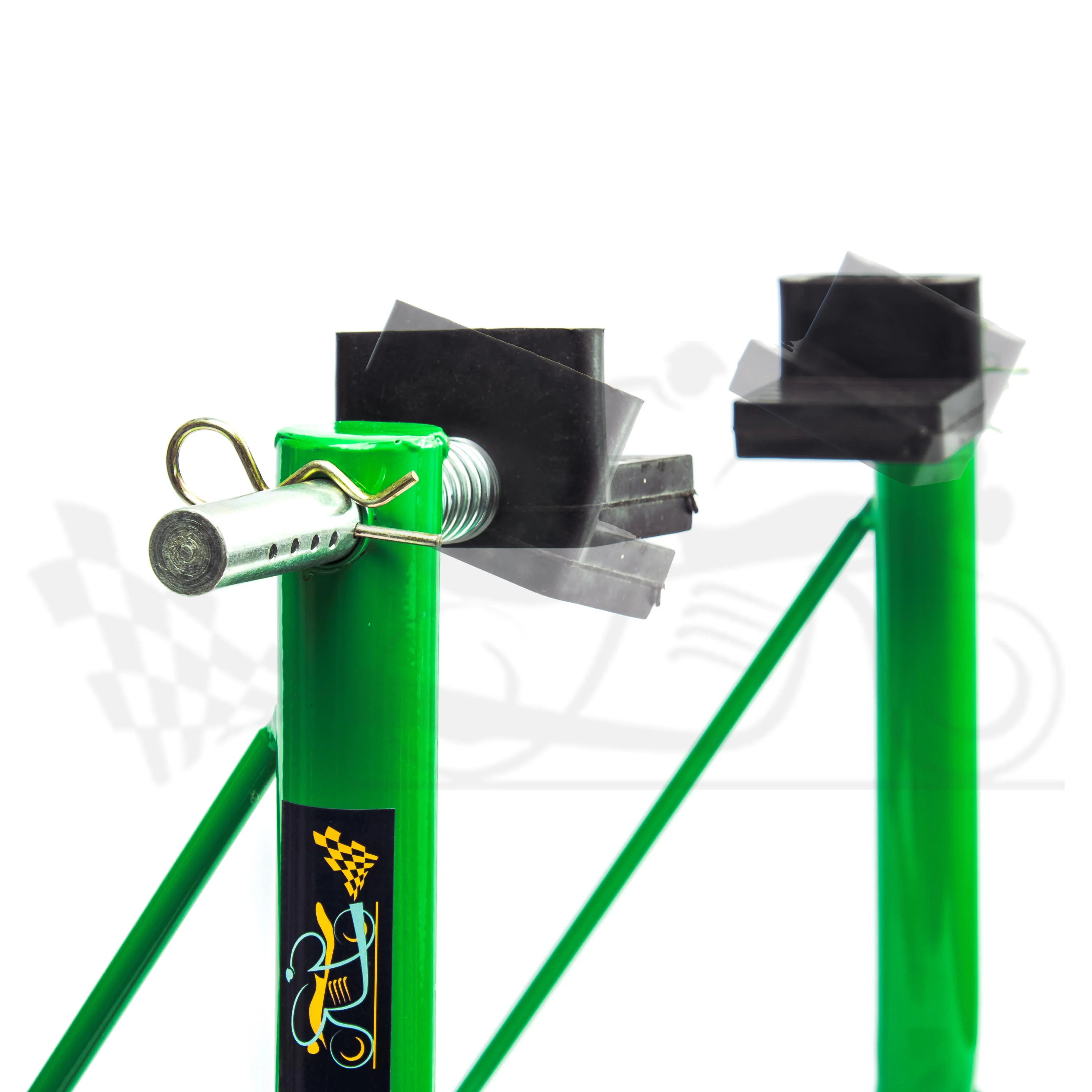 Non-Dismantlable Rear Paddock Stand With Skate Wheels (upto 350 kg) - Green - Image 5